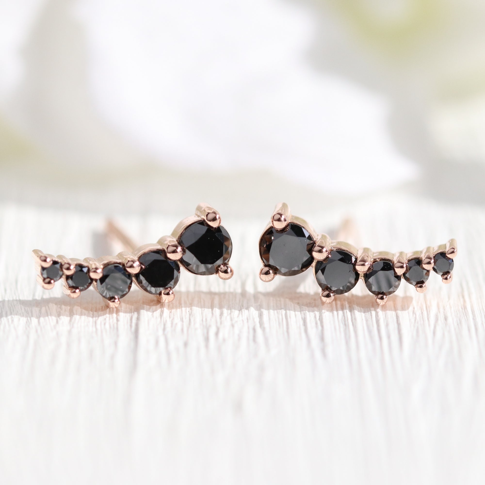 Black diamond gold earrings Clearance