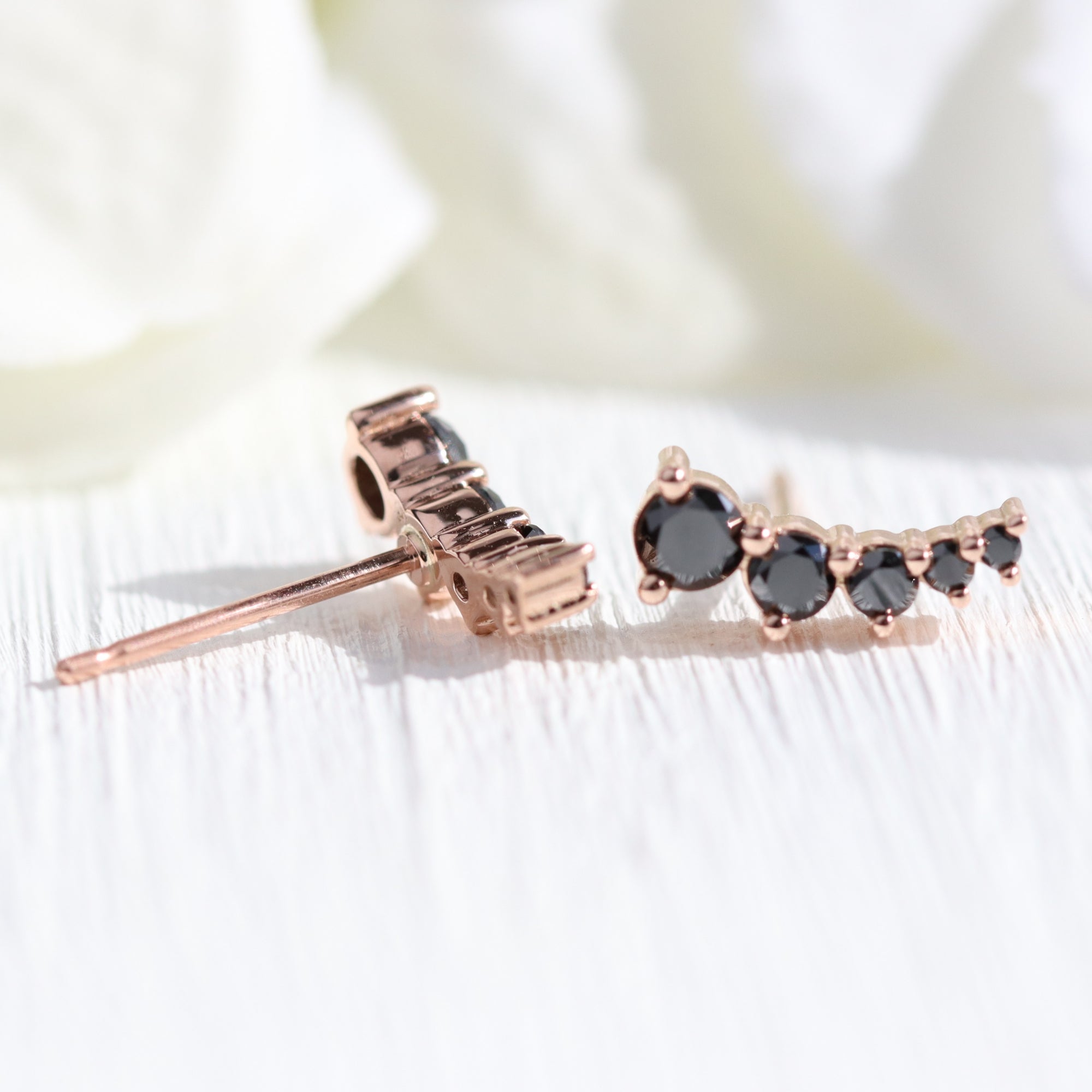 5 black diamond earrings studs rose gold crawler diamond earrings la more design jewelry