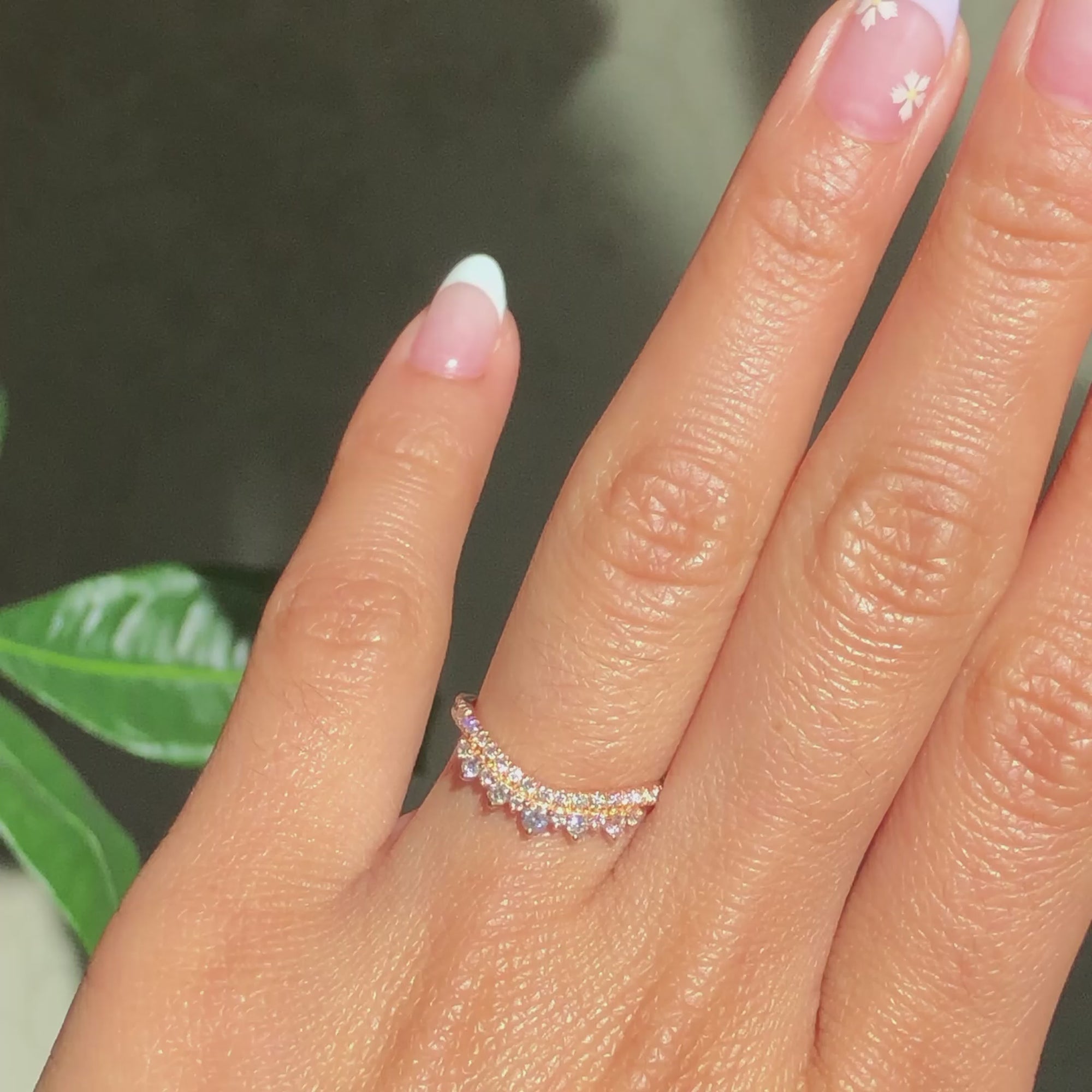 crown diamond wedding band curved rose gold ring by la more design