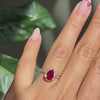 Pear ruby engagement ring rose gold halo diamond ruby ring la more design jewelry