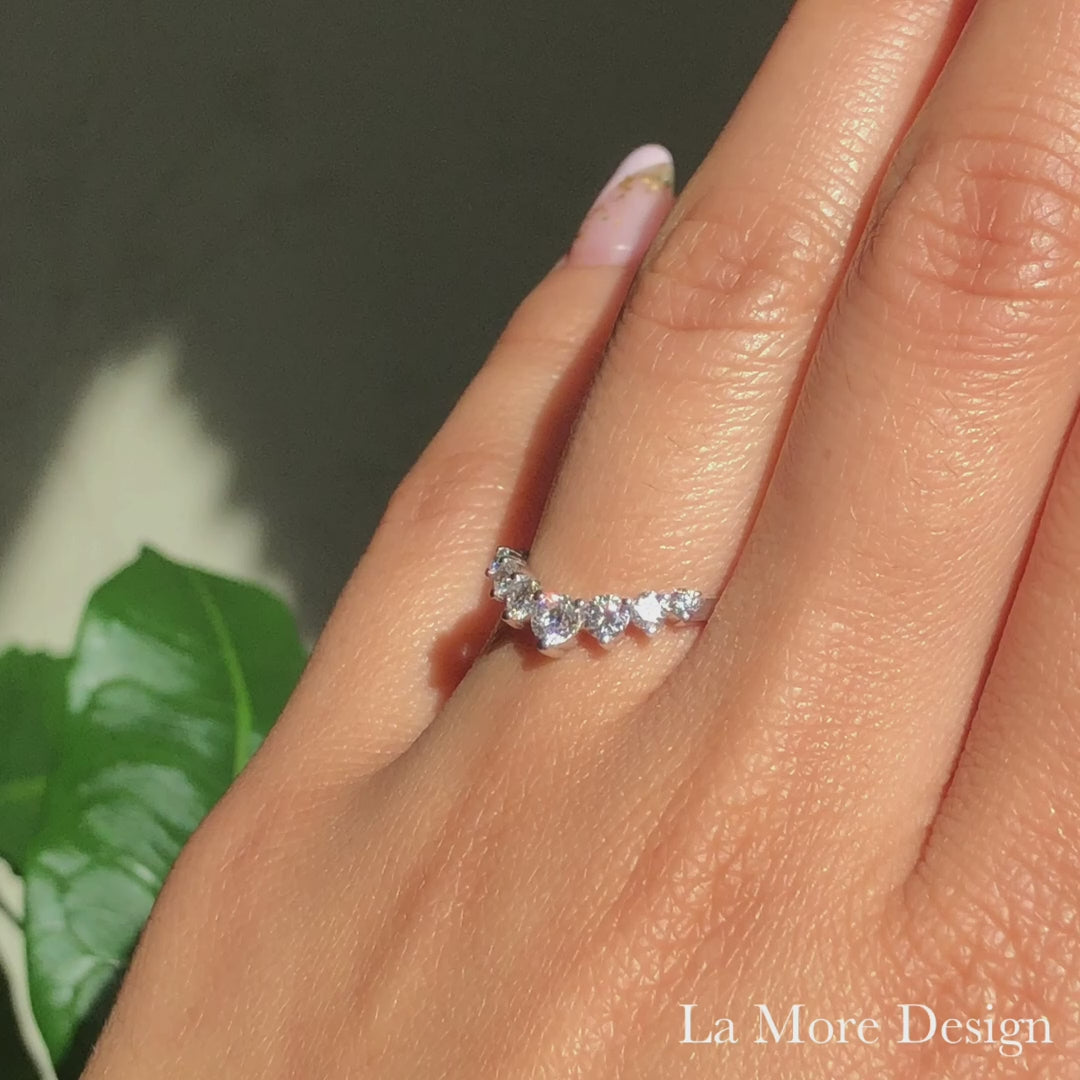 large diamond ring in white gold 7 stone diamond curved wedding band by la more design jewelry