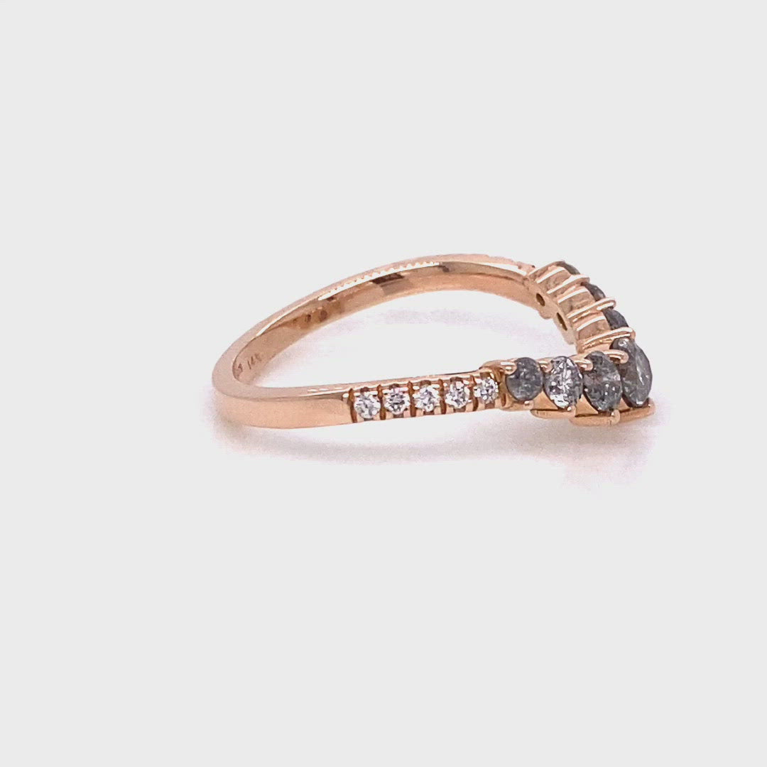 Large salt and pepper diamond wedding band rose gold grey diamond ring la more design jewelry