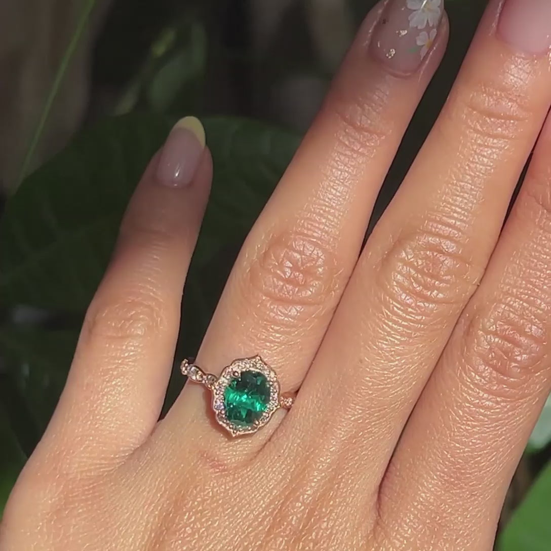 Oval Emerald 3.66 ct With Diamond Halo Ring in White Gold | New York  Jewelers Chicago