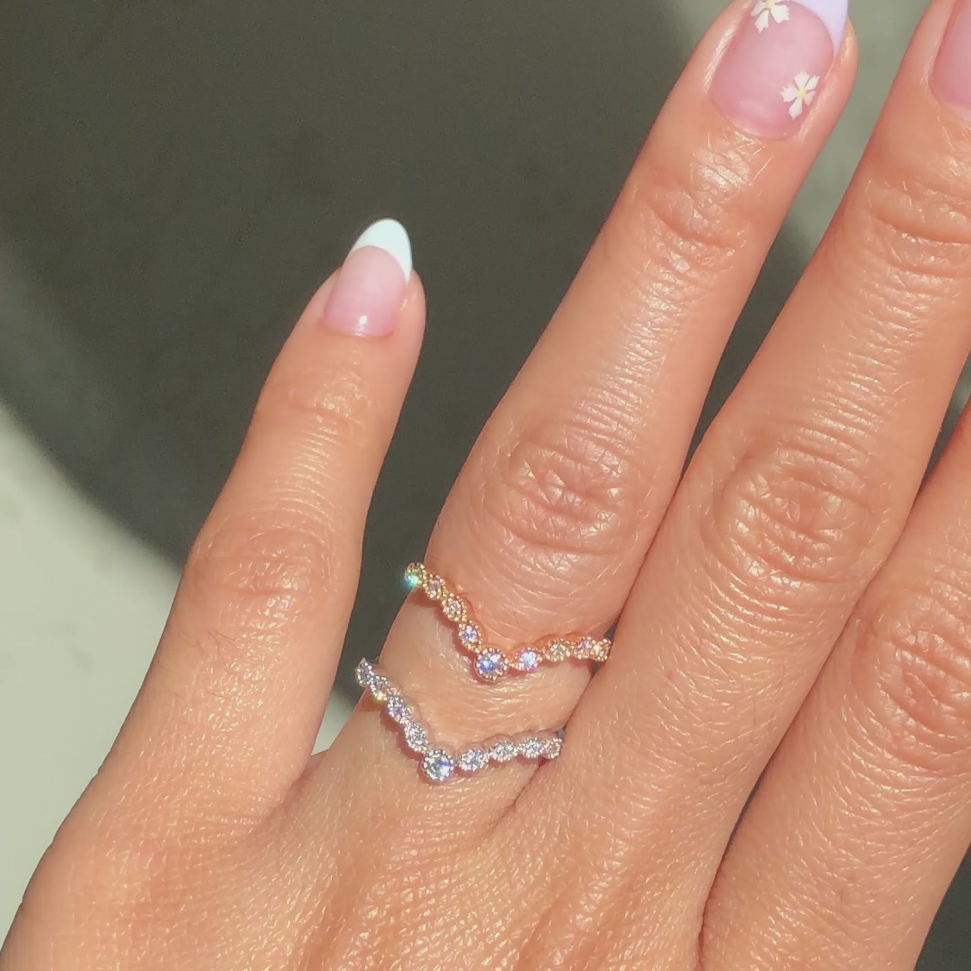 Star diamond ring in rose gold curved wedding band by la more design