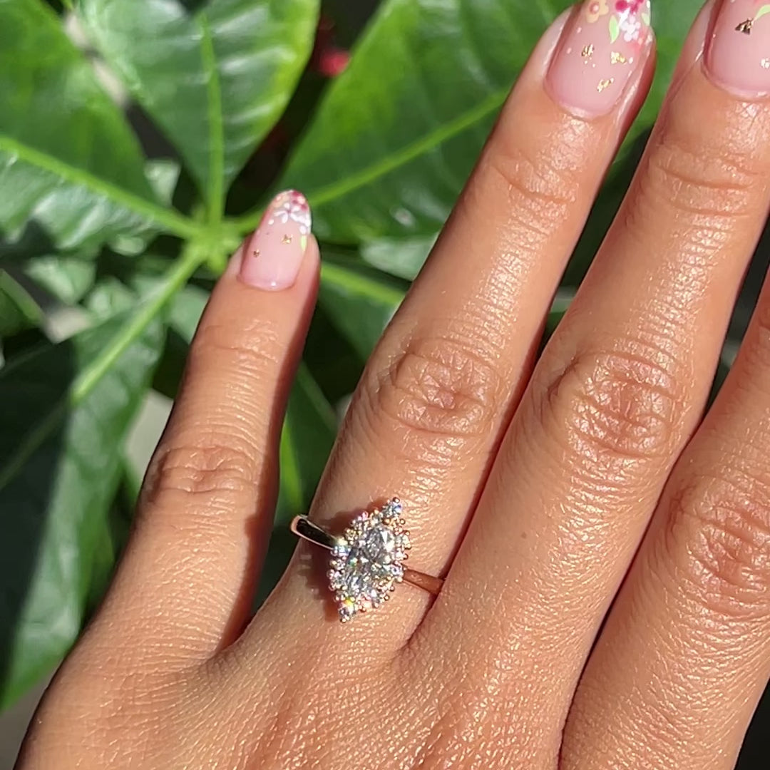 Pear Lab Diamond Ring Halo Bridal Set Gold Big Diamond Curved Band | La  More Design