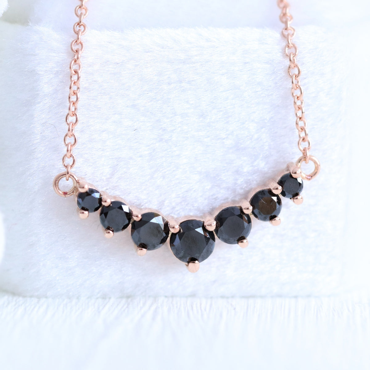 7 black diamond necklace rose gold drop pendant chain la more design jewelry