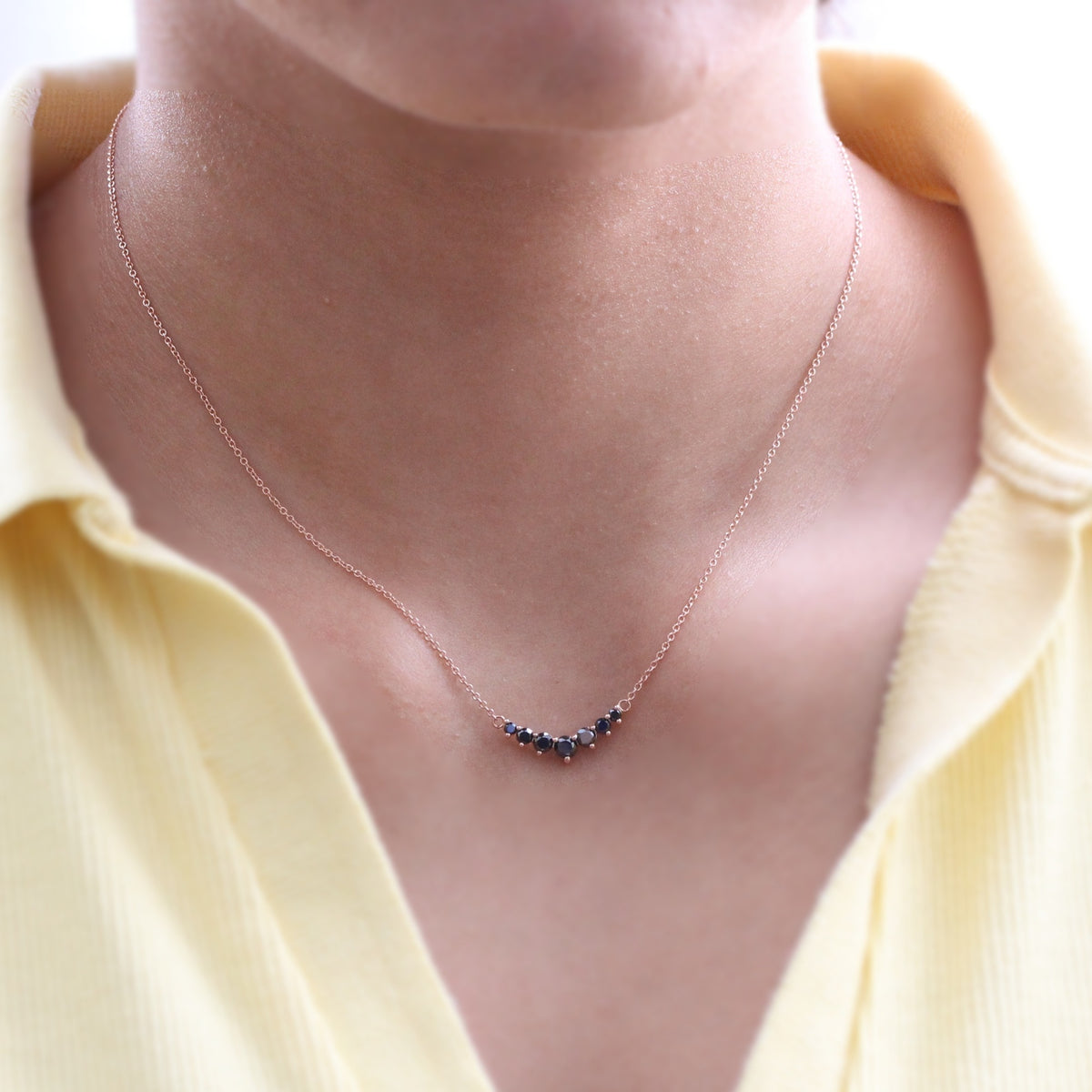 7 black diamond necklace rose gold drop pendant chain la more design jewelry