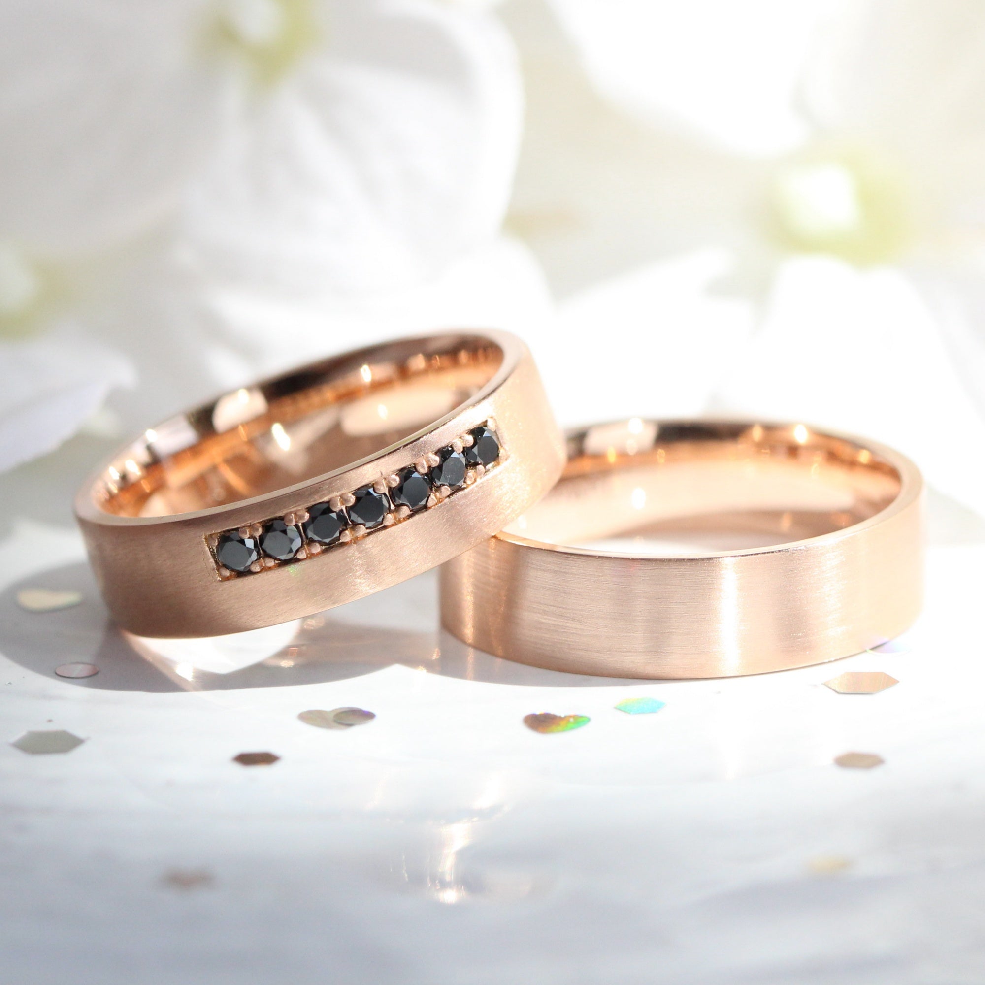 Beautiful Matching Wedding Bands With Diamonds in Her Ring. Unique Wedding  Bands. - Etsy | Wedding rings sets his and hers, Wedding ring bands, Wedding  rings unique