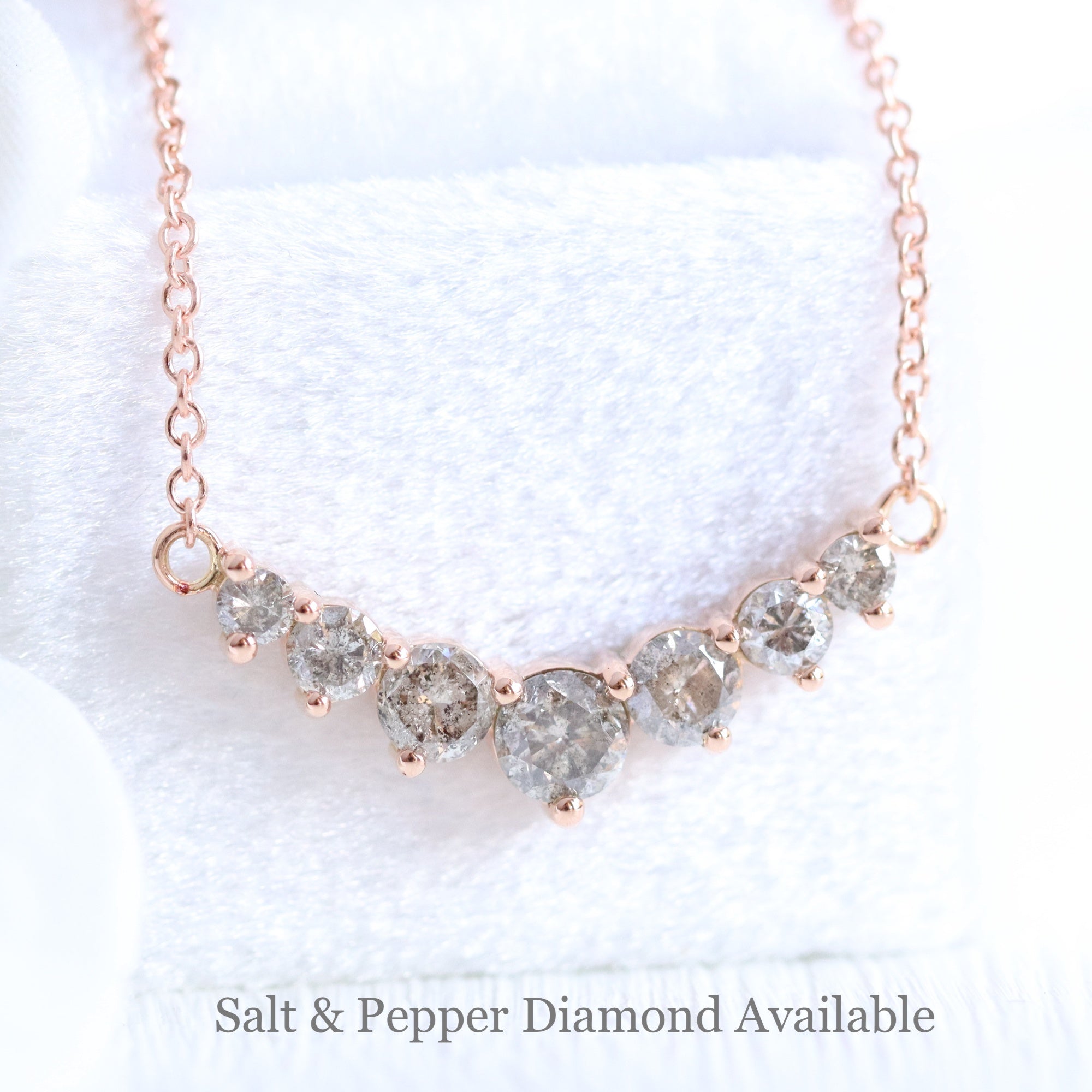 7 salt and pepper diamond necklace rose gold drop pendant chain la more design jewelry