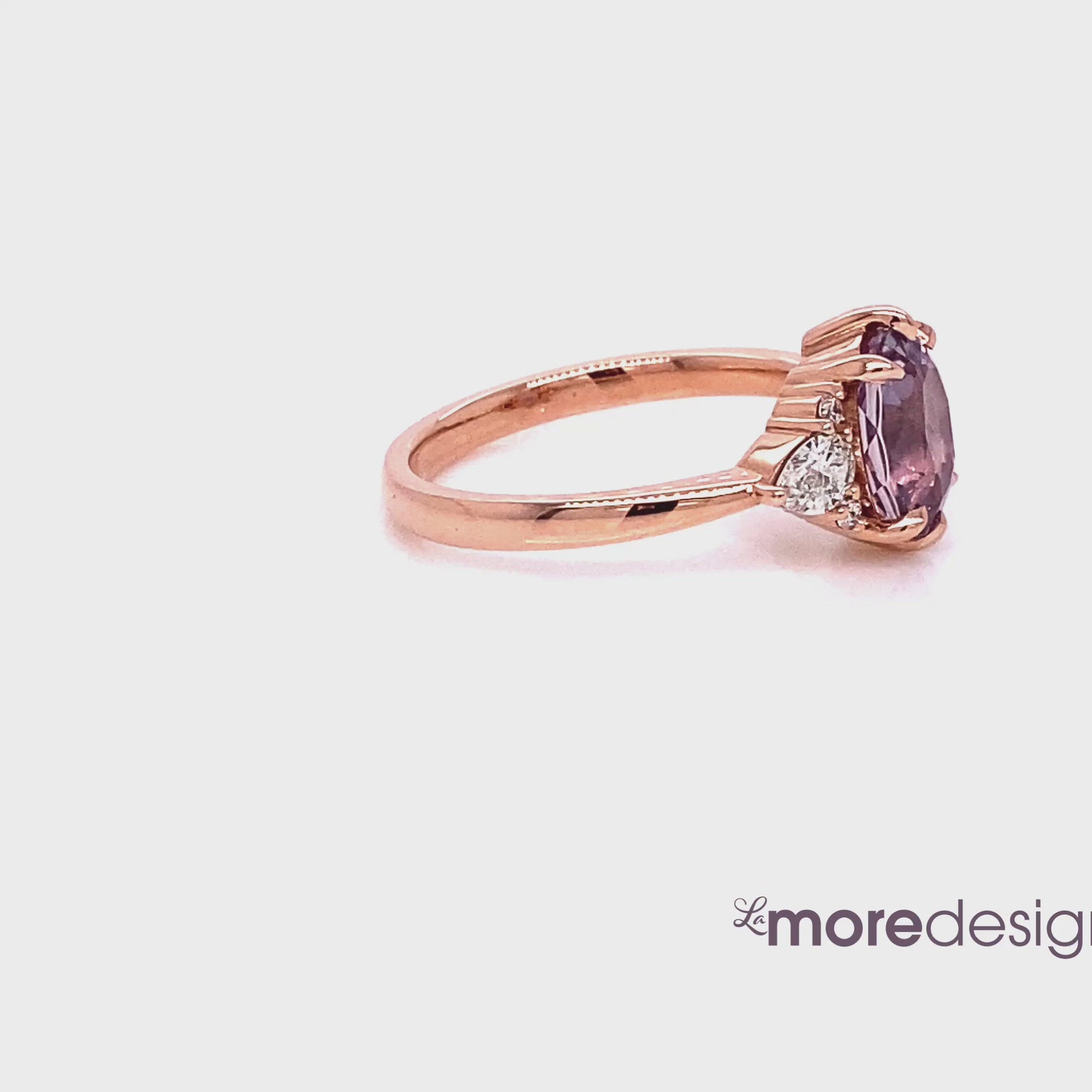 Oval lavender purple sapphire diamond ring rose gold cluster ring la more design jewelry