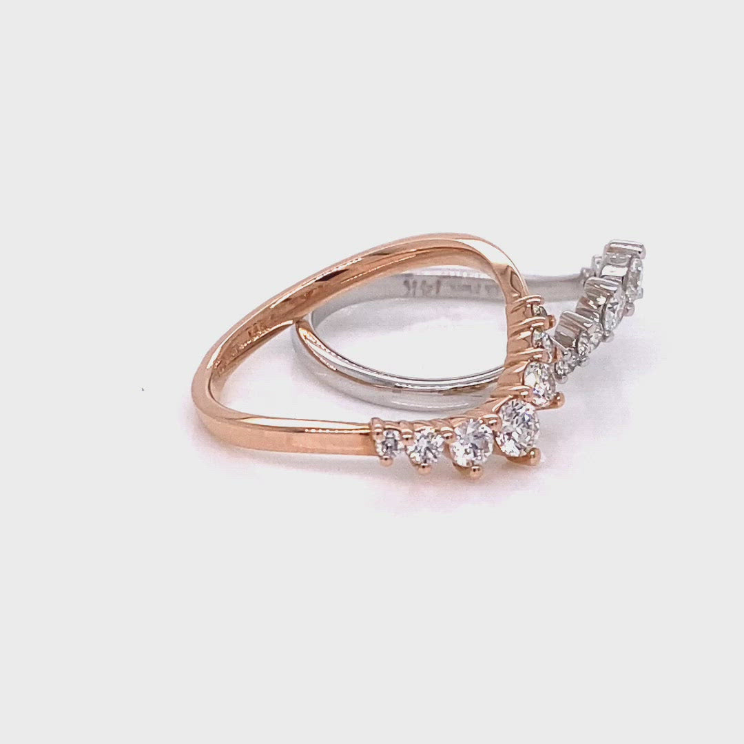 7 stone diamond wedding ring in rose gold curved band by la more design jewelry