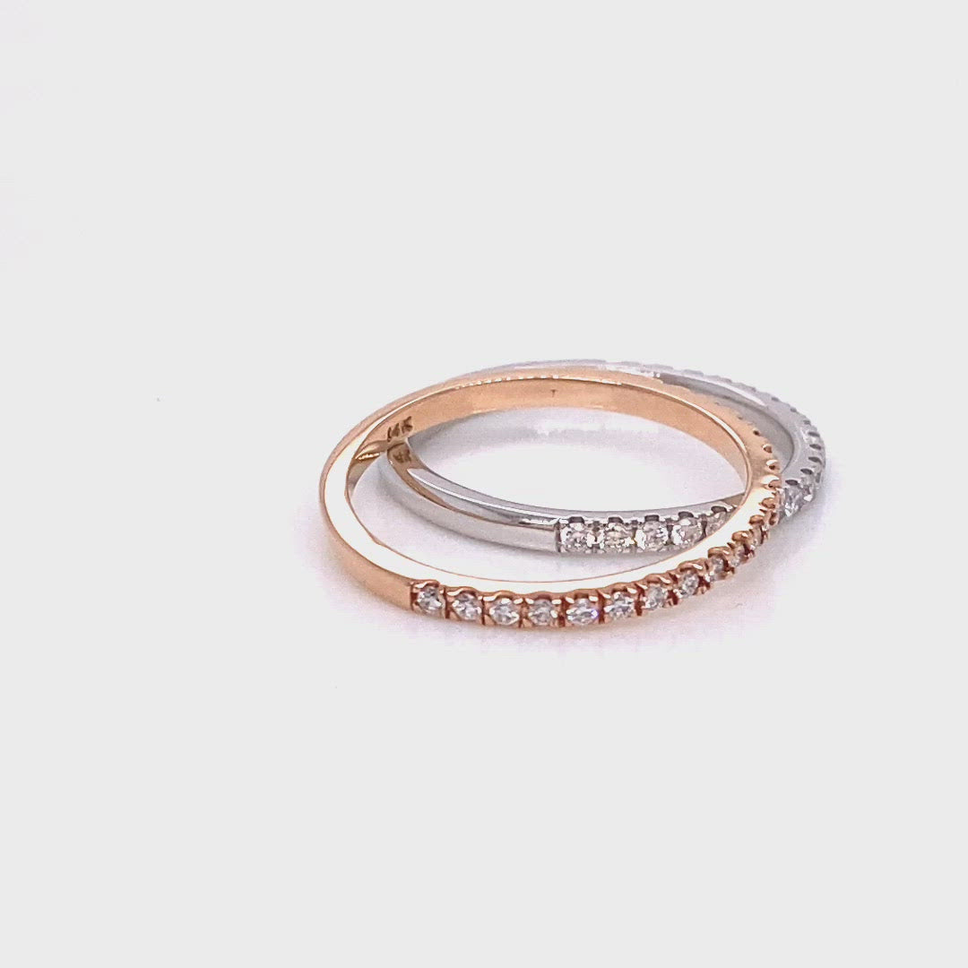Pave diamond wedding band rose gold half eternity ring la more design jewelry