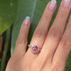 large oval peach sapphire engagement ring rose gold vintage halo diamond ring la more design jewelry