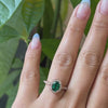 vintage inspired emerald engagement ring in rose gold diamond scalloped band by la more design jewelry