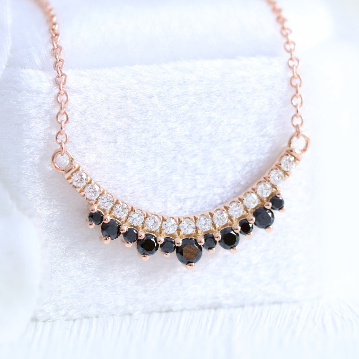 Black and white diamond pendant rose gold crown black diamond necklace la more design jewelry