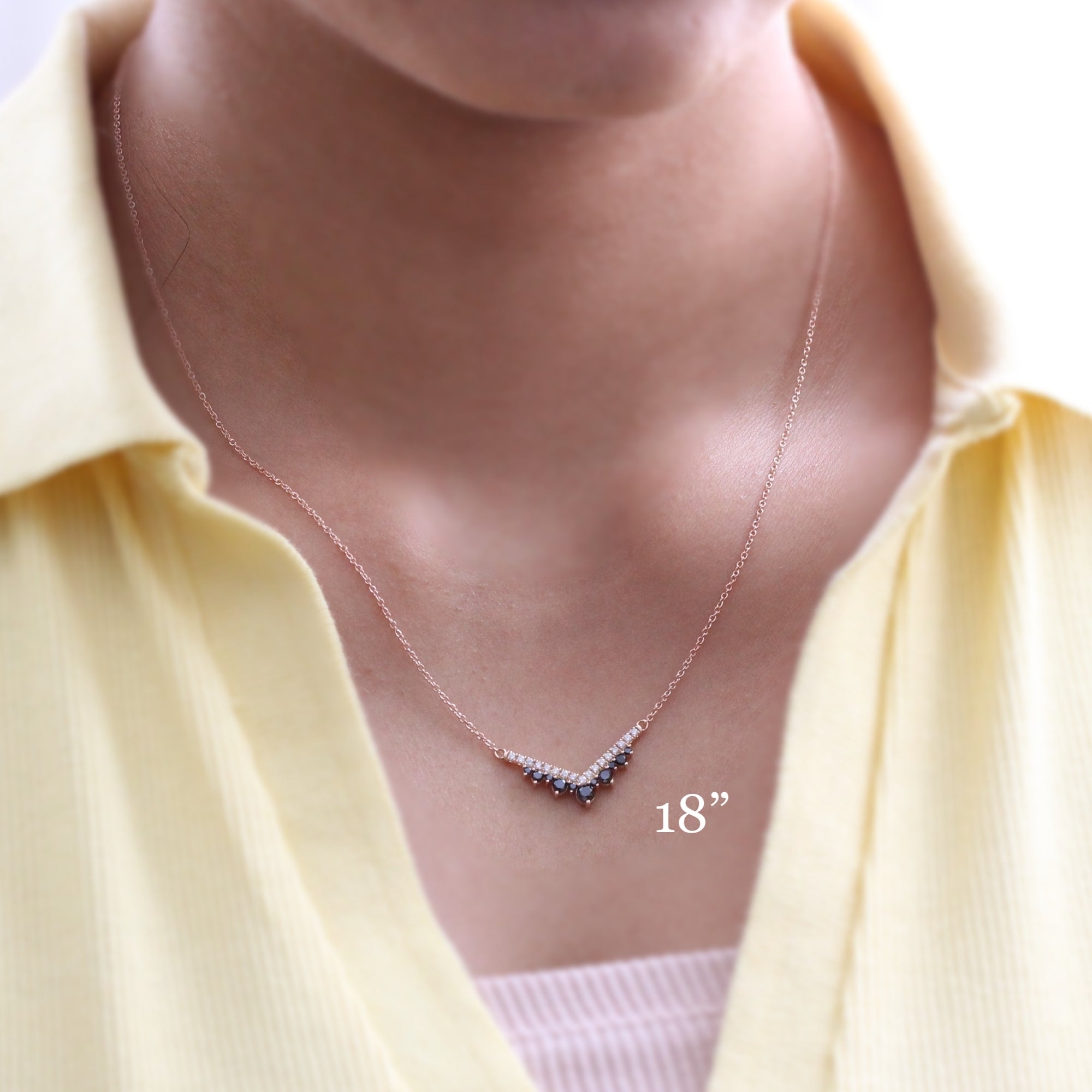 Chevron Diamond Pendant Rose Gold V Shaped Layering Necklaces Drop 14K Rose Gold - Ready to Ship