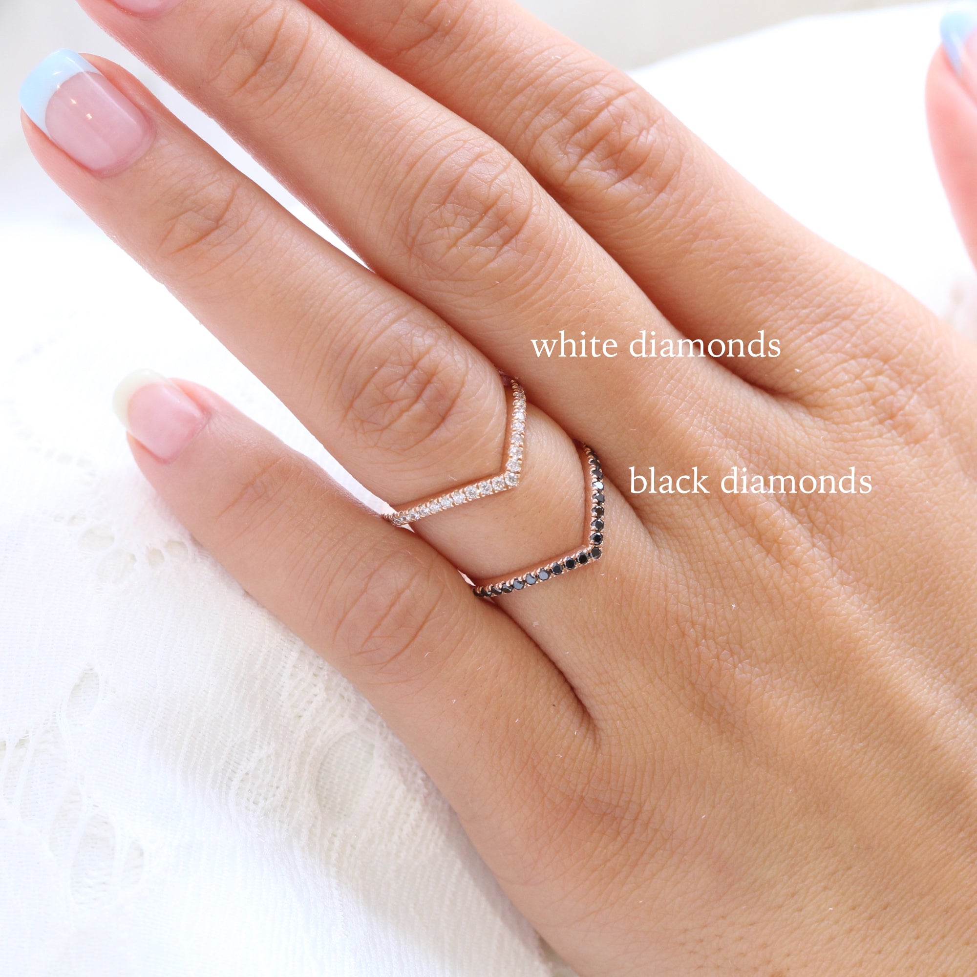 Black diamond wedding ring rose gold chevron wedding band la more design jewelry