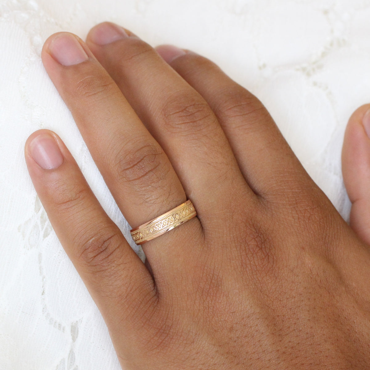 Celtic Knot Wedding Band Rose Gold Eternity Mens Wedding Ring la more design jewelry 