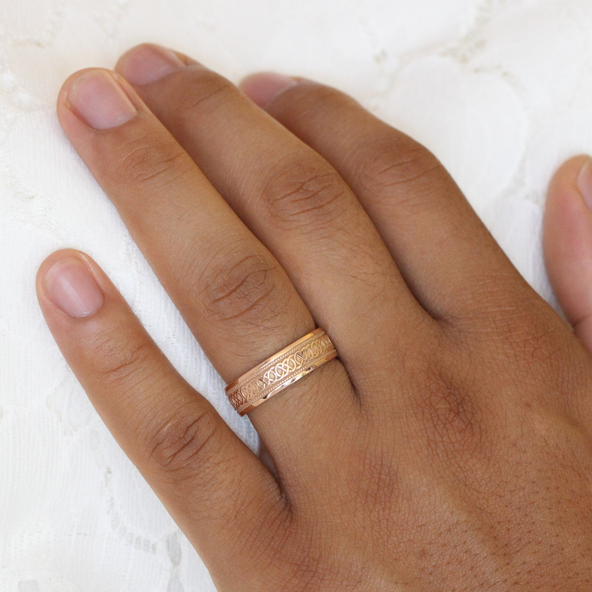 Celtic Knot Wedding Band Rose Gold Eternity Mens Wedding Ring la more design jewelry