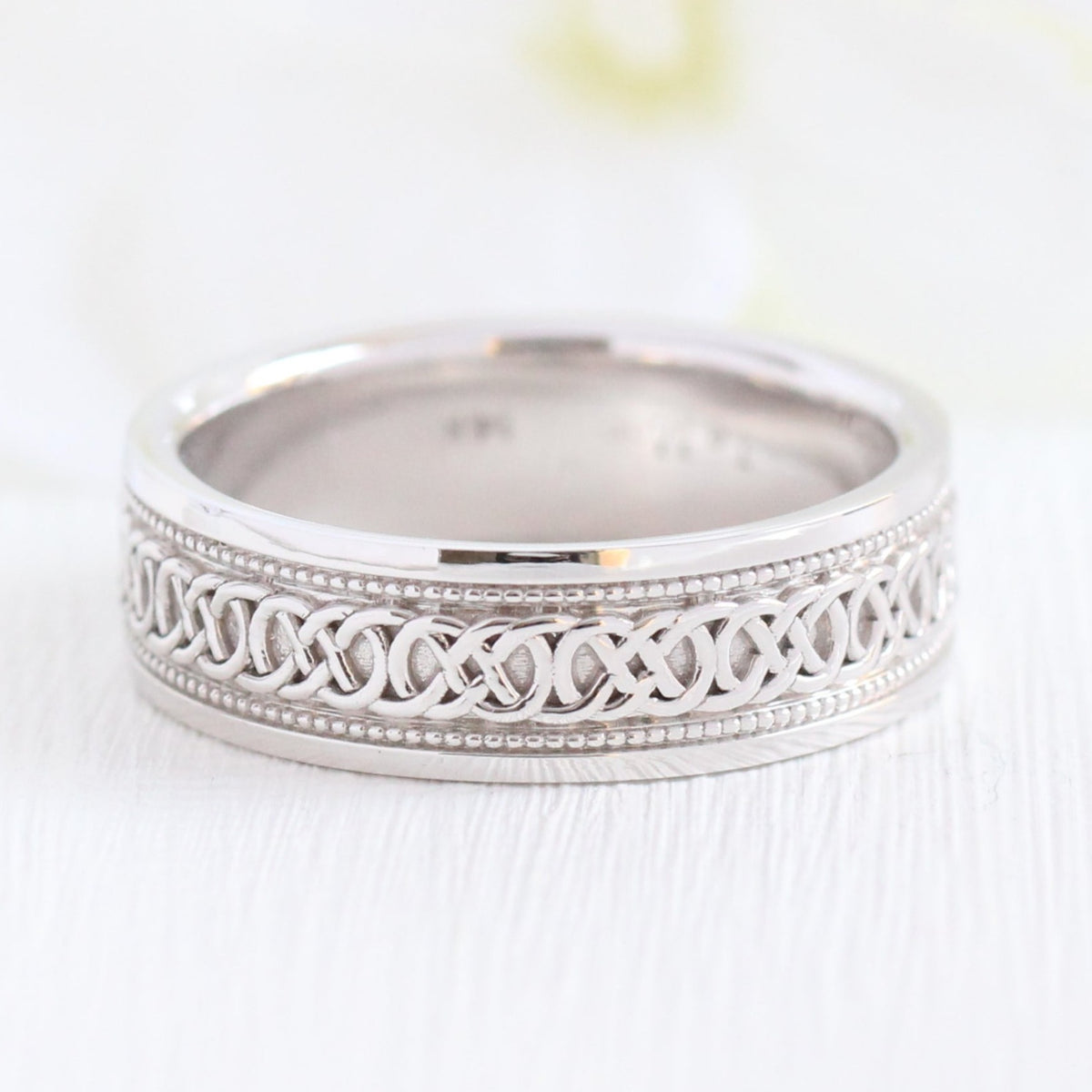 Celtic Knot Wedding Band White Gold Eternity Mens Wedding Ring la more design jewelry 