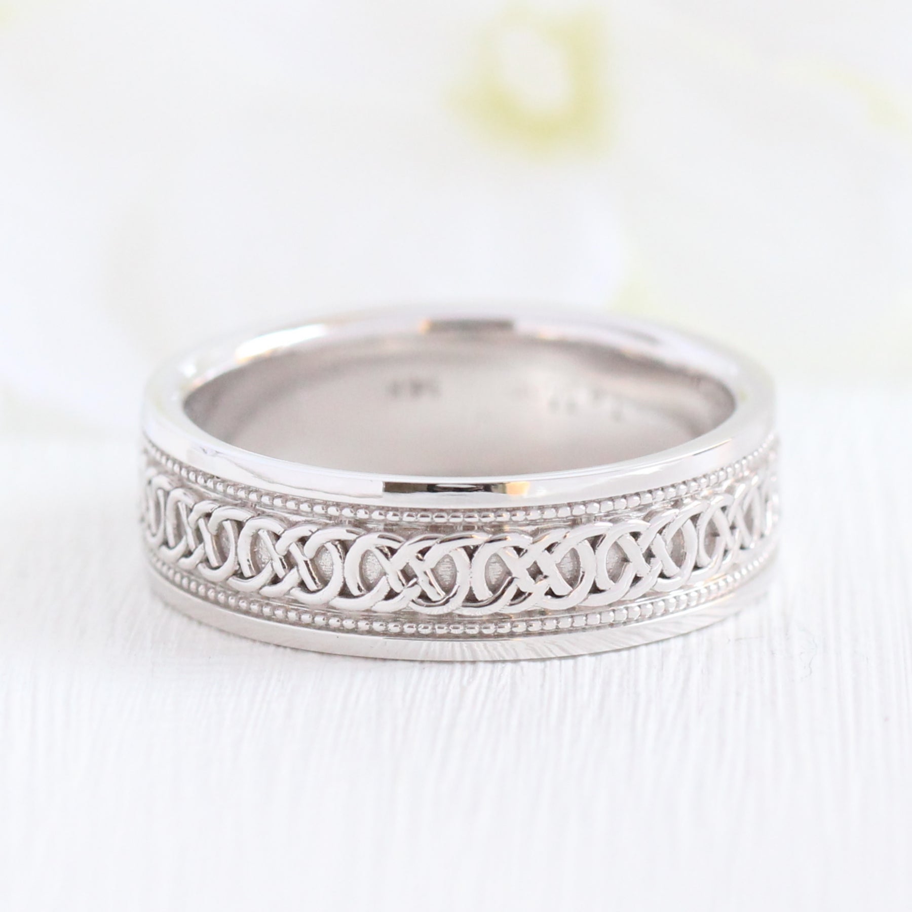 Celtic Knot Wedding Band White Gold Eternity Mens Wedding Ring la more design jewelry 