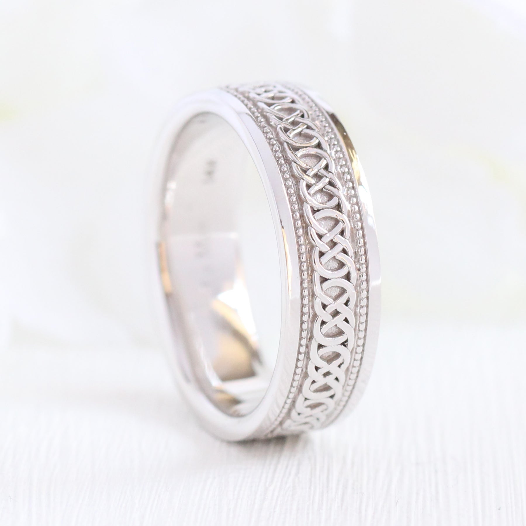 Celtic Knot Wedding Band White Gold Eternity Mens Wedding Ring la more design jewelry 