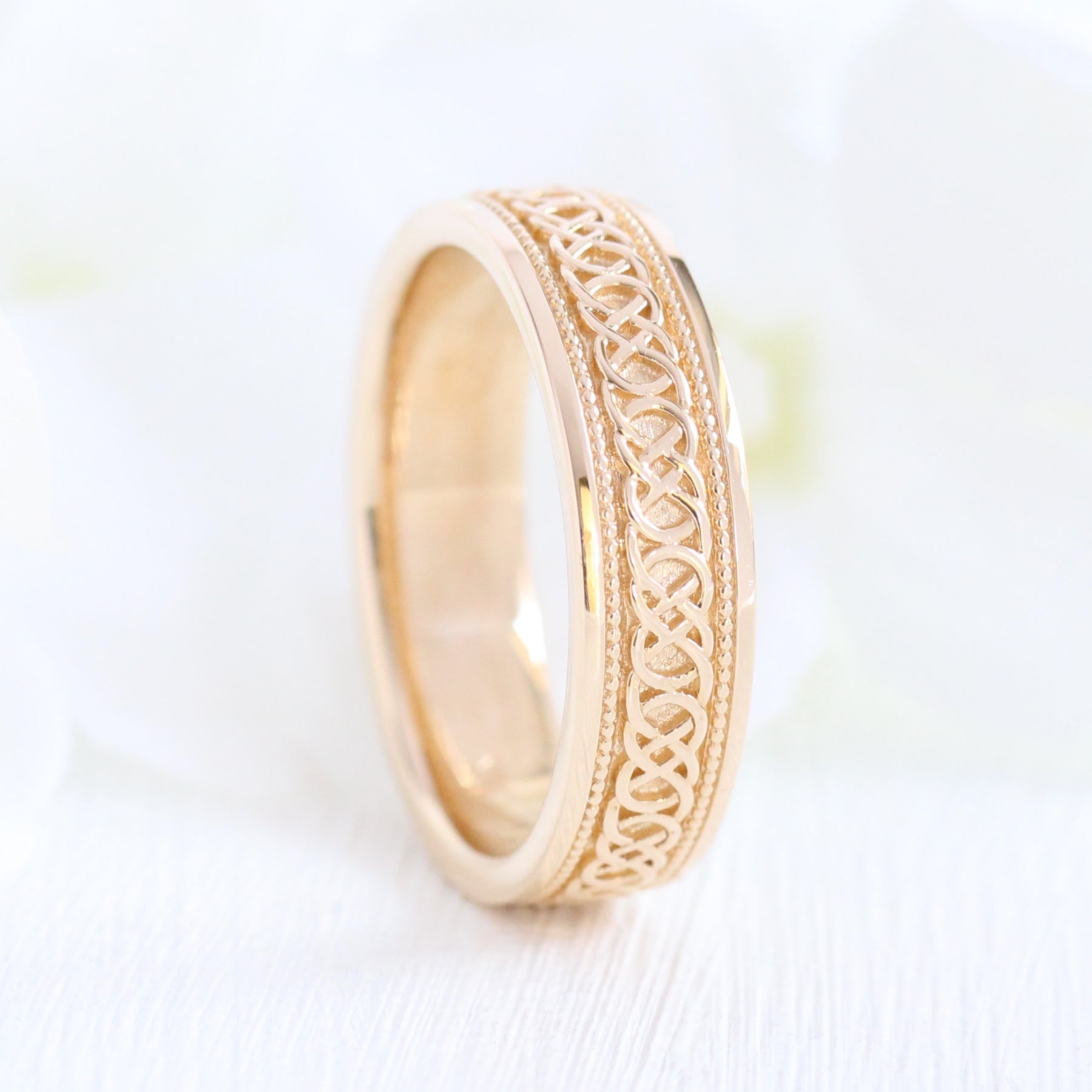 Celtic Knot Wedding Band Yellow Gold Eternity Mens Wedding Ring la more design jewelry 