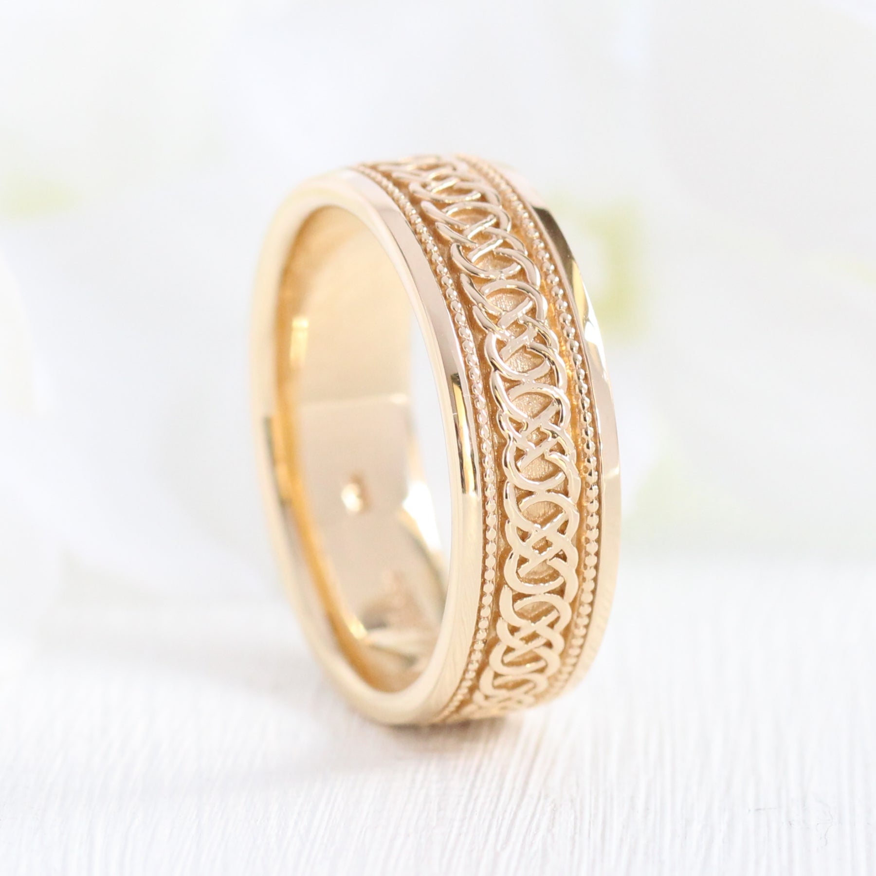 Celtic Knot Wedding Band Yellow Gold Eternity Mens Wedding Ring la more design jewelry 
