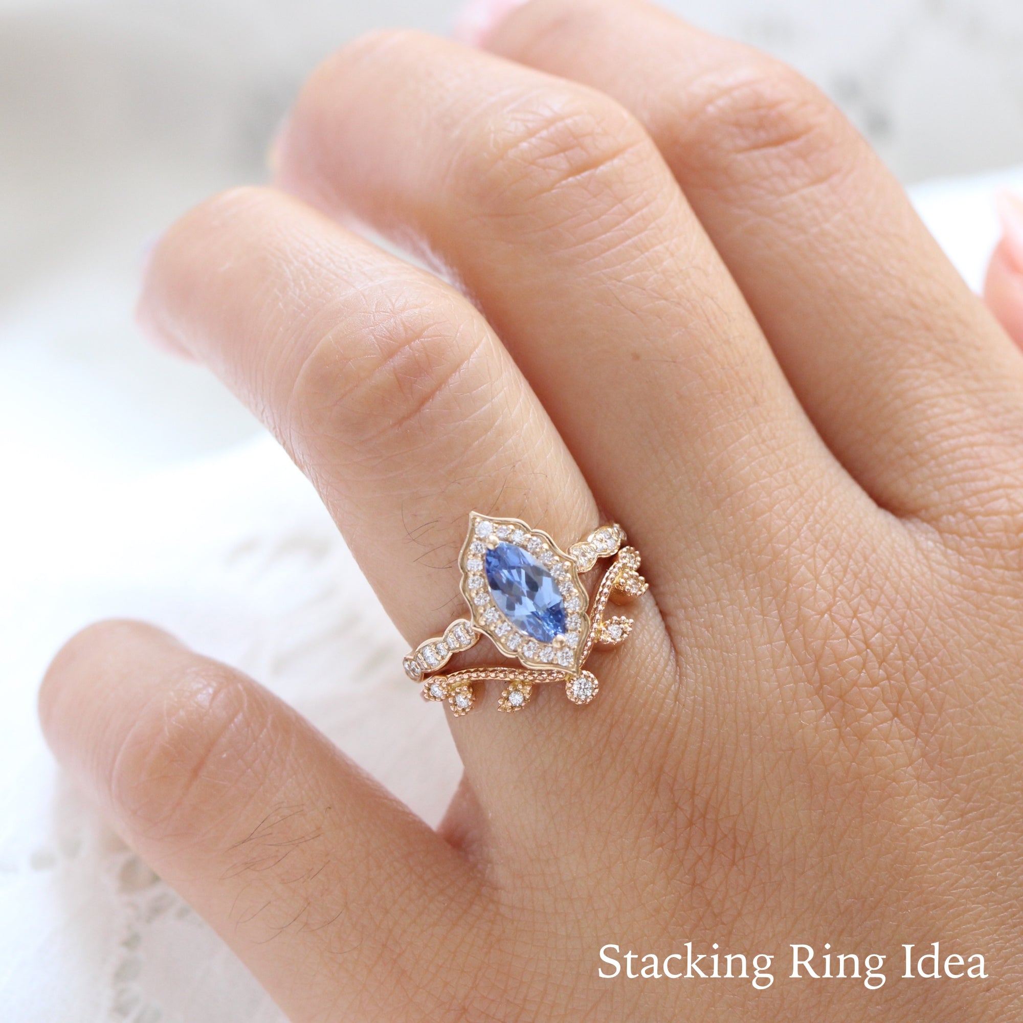 Sapphire and diamond marquise ring Clearance