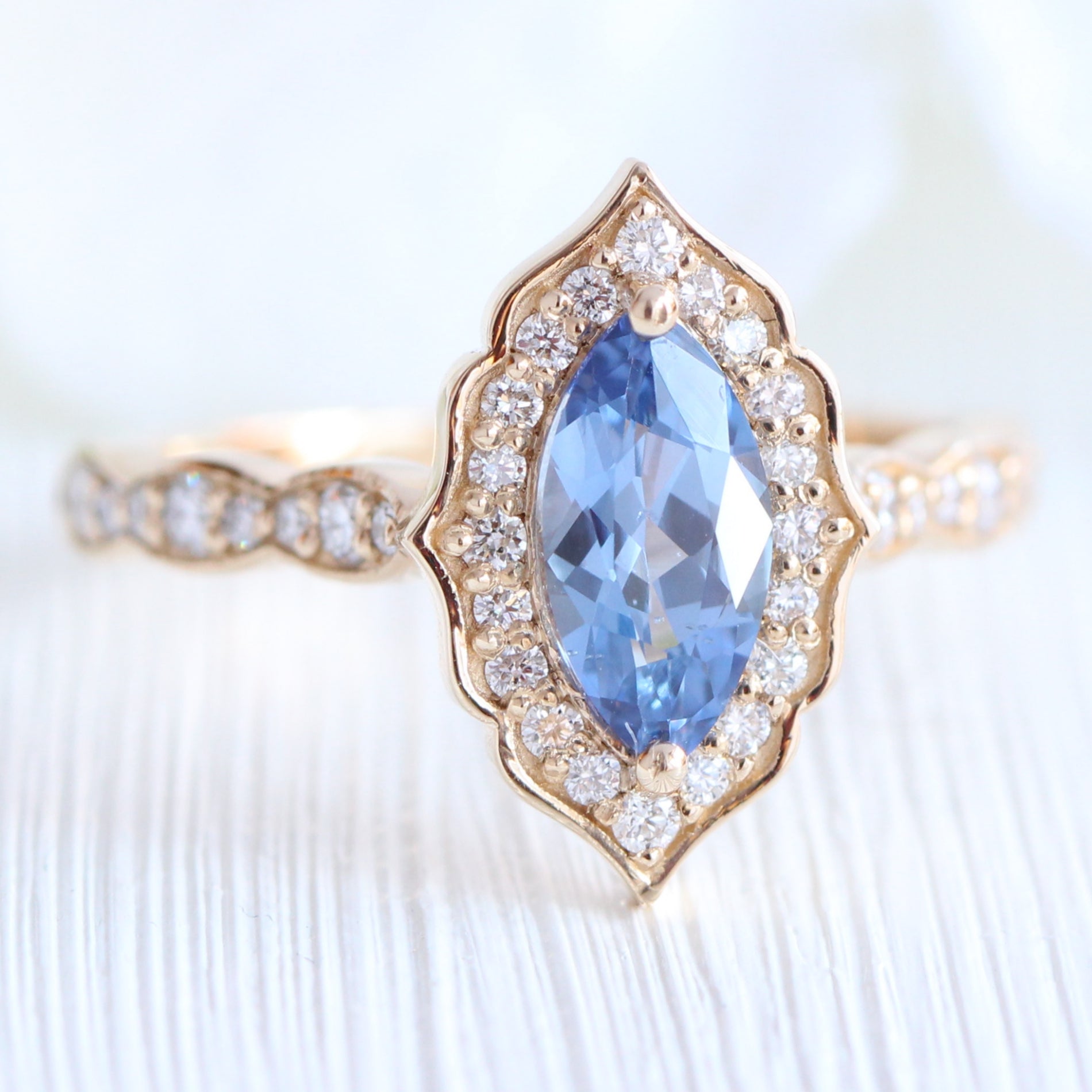 Blue Topaz Ruby Floral Elegance ring - 14K White Gold