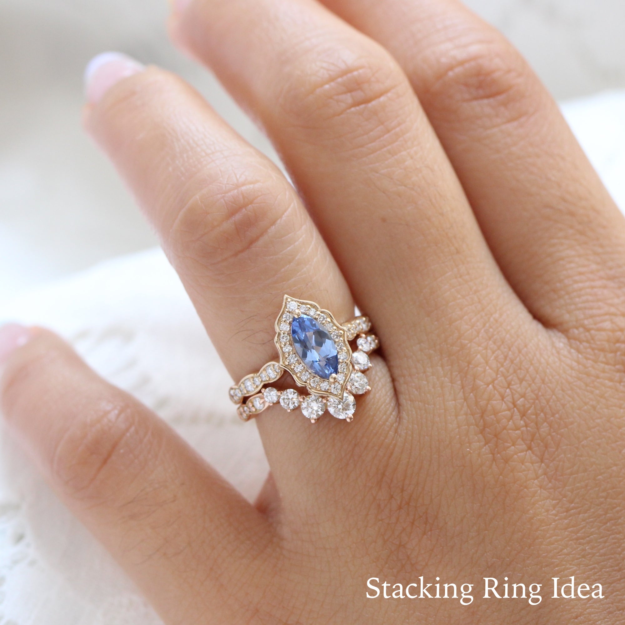 Ceylon sapphire ring yellow gold marquise engagement ring la more design jewelry