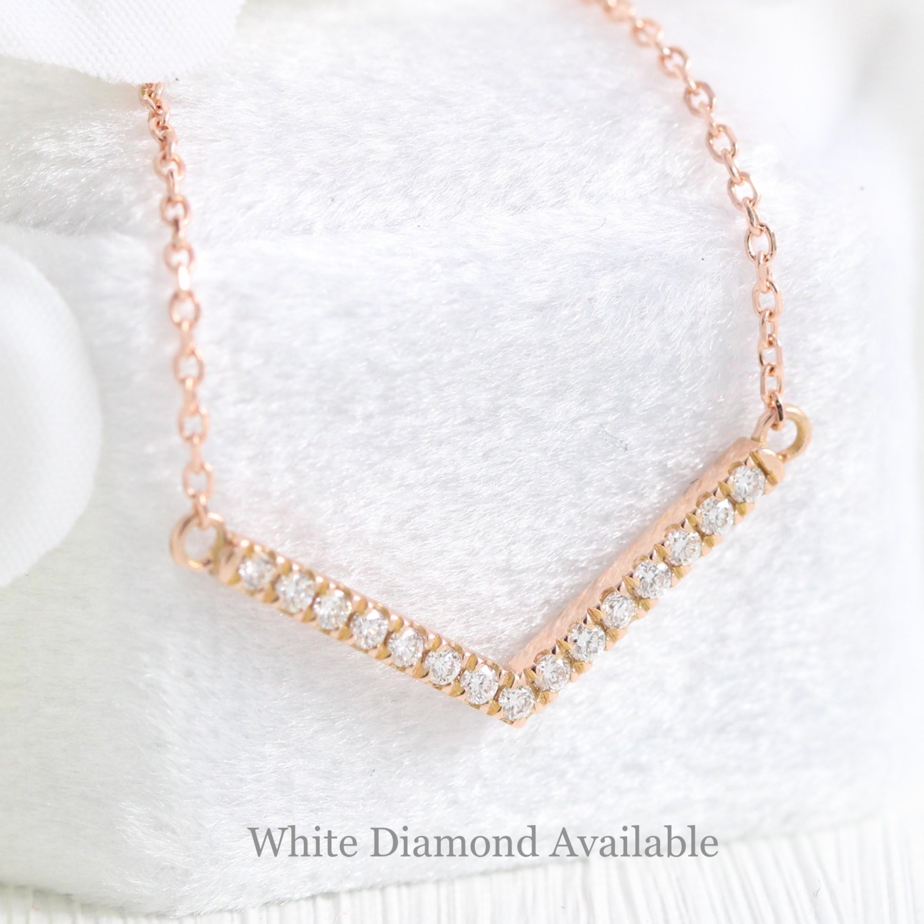 Chevron diamond necklace rose gold V shaped pendant la more design jewelry