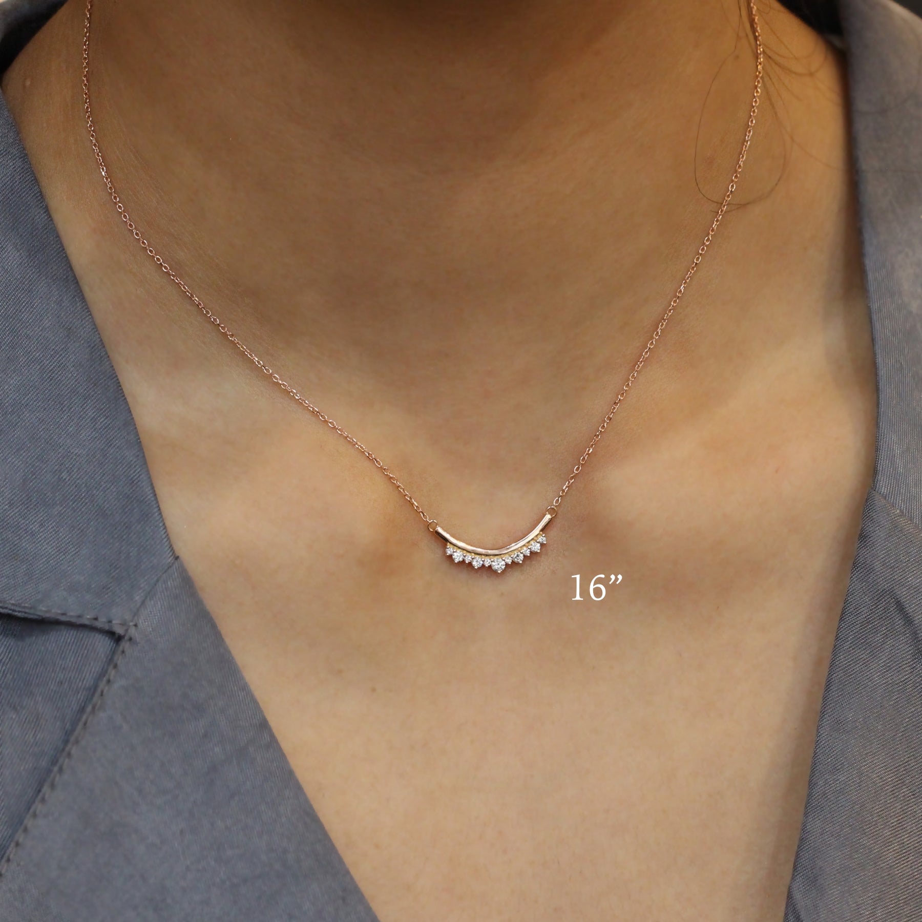 Crown diamond necklace rose gold U shaped pendant la more design jewelry