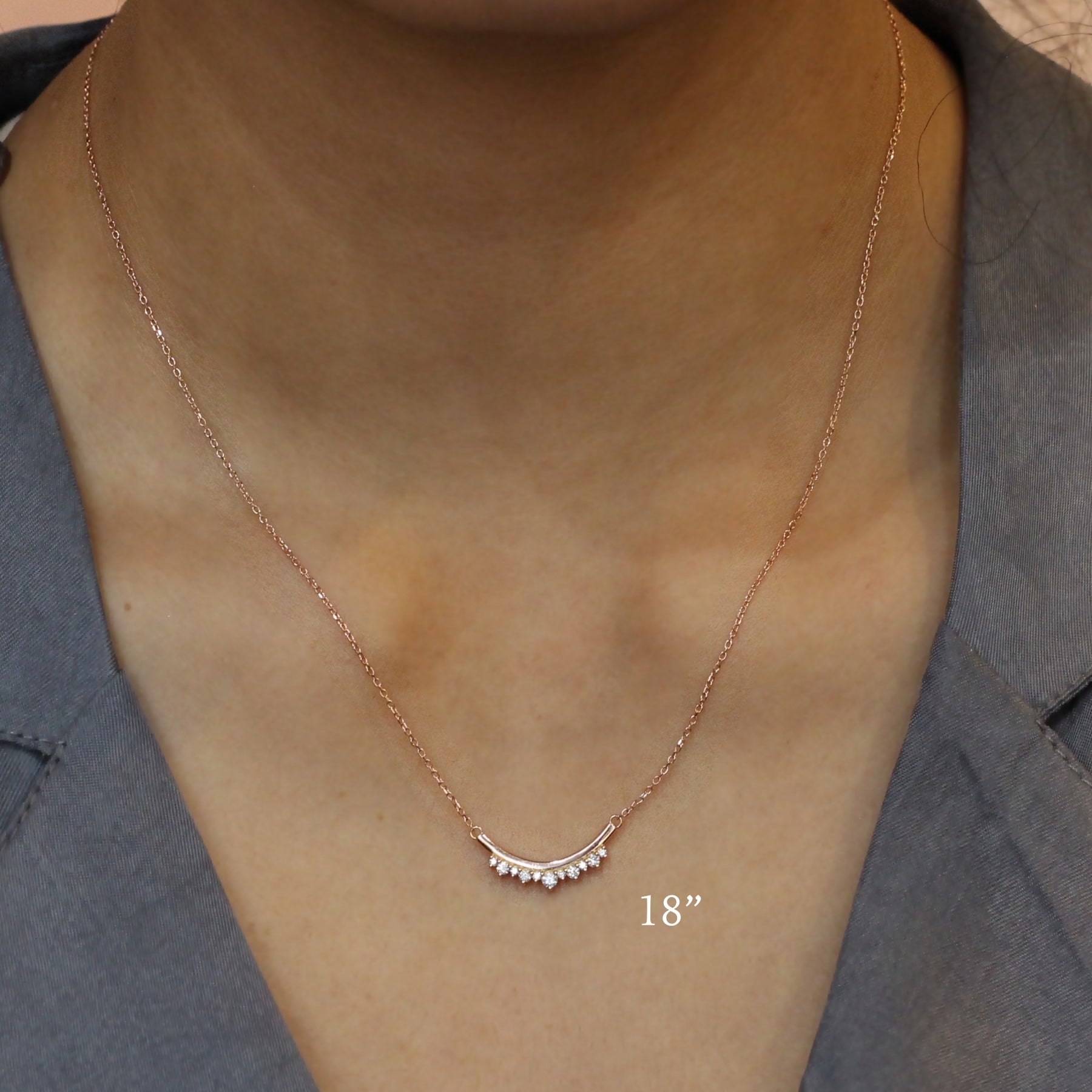Crown diamond necklace rose gold U shaped pendant la more design jewelry