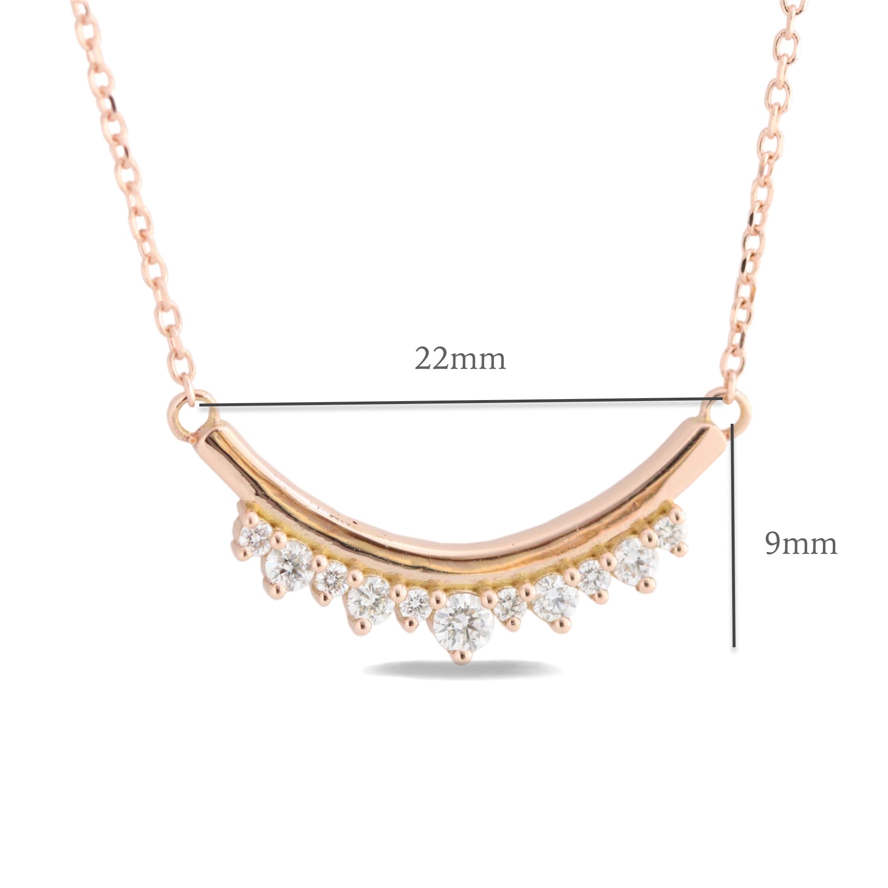 Crown diamond necklace rose gold U shaped pendant la more design jewelry