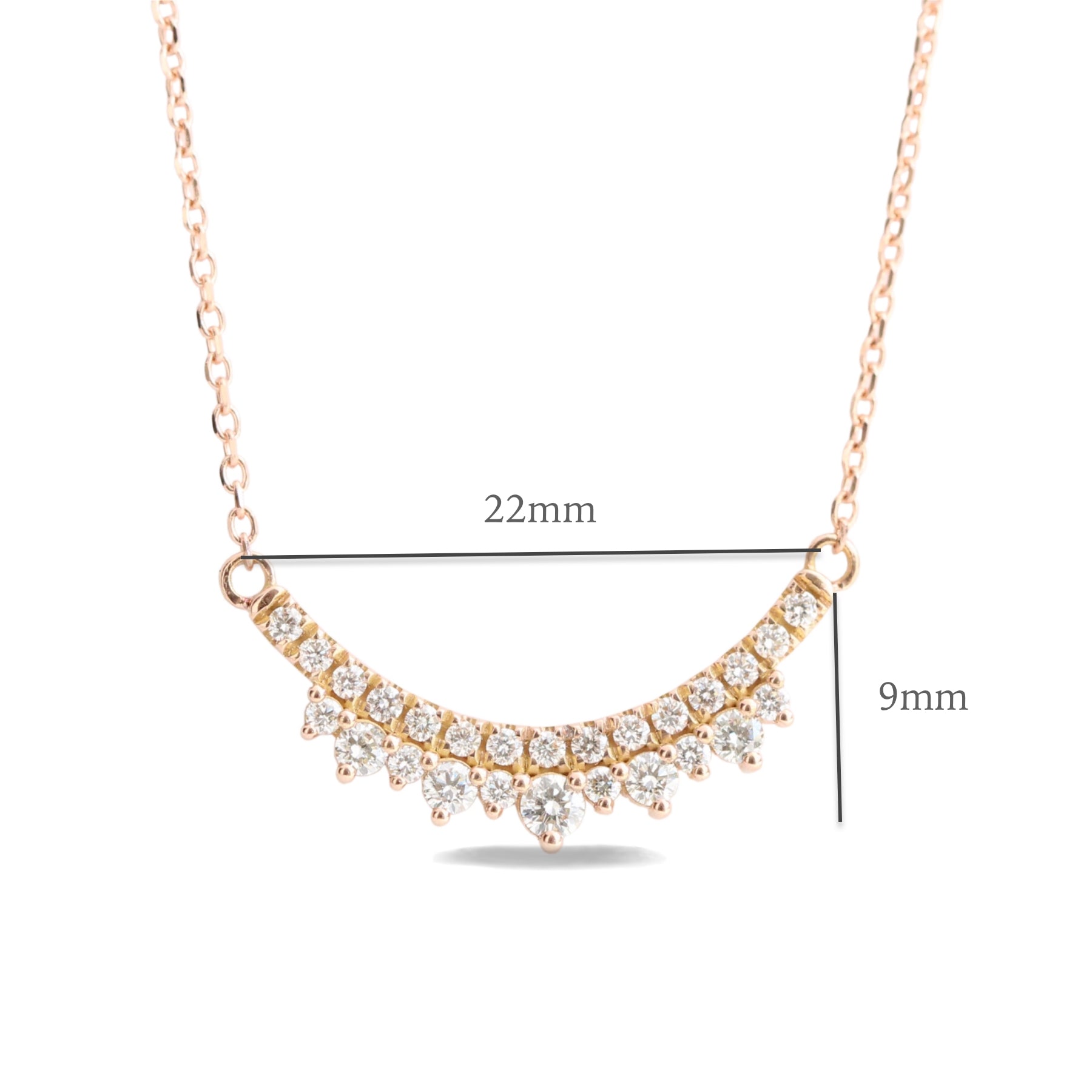 Crown Diamond Pavé Necklace in 14k Gold Drop Pendant Chain