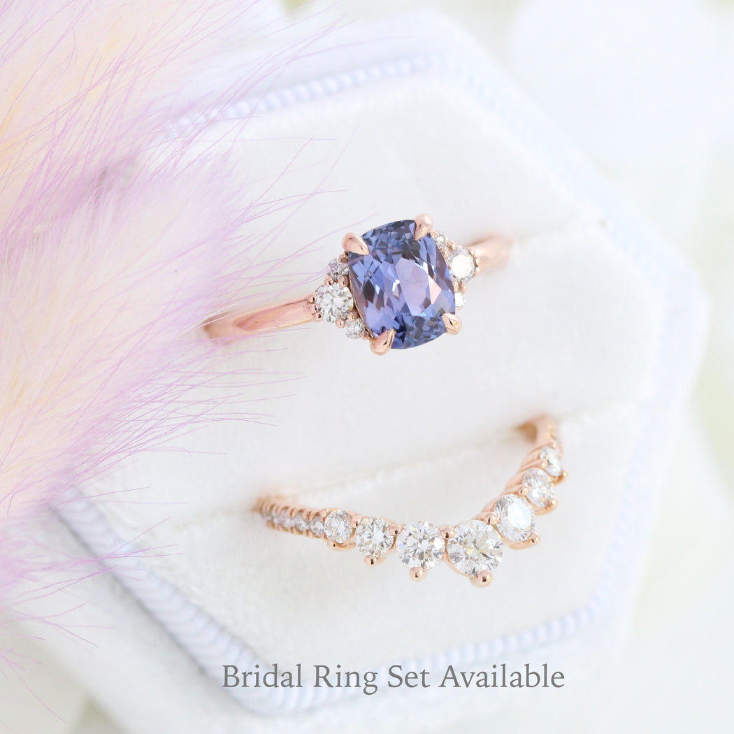 Lavender Sapphire Engagement Ring Rose Gold 3 Stone Diamond Ring | La ...