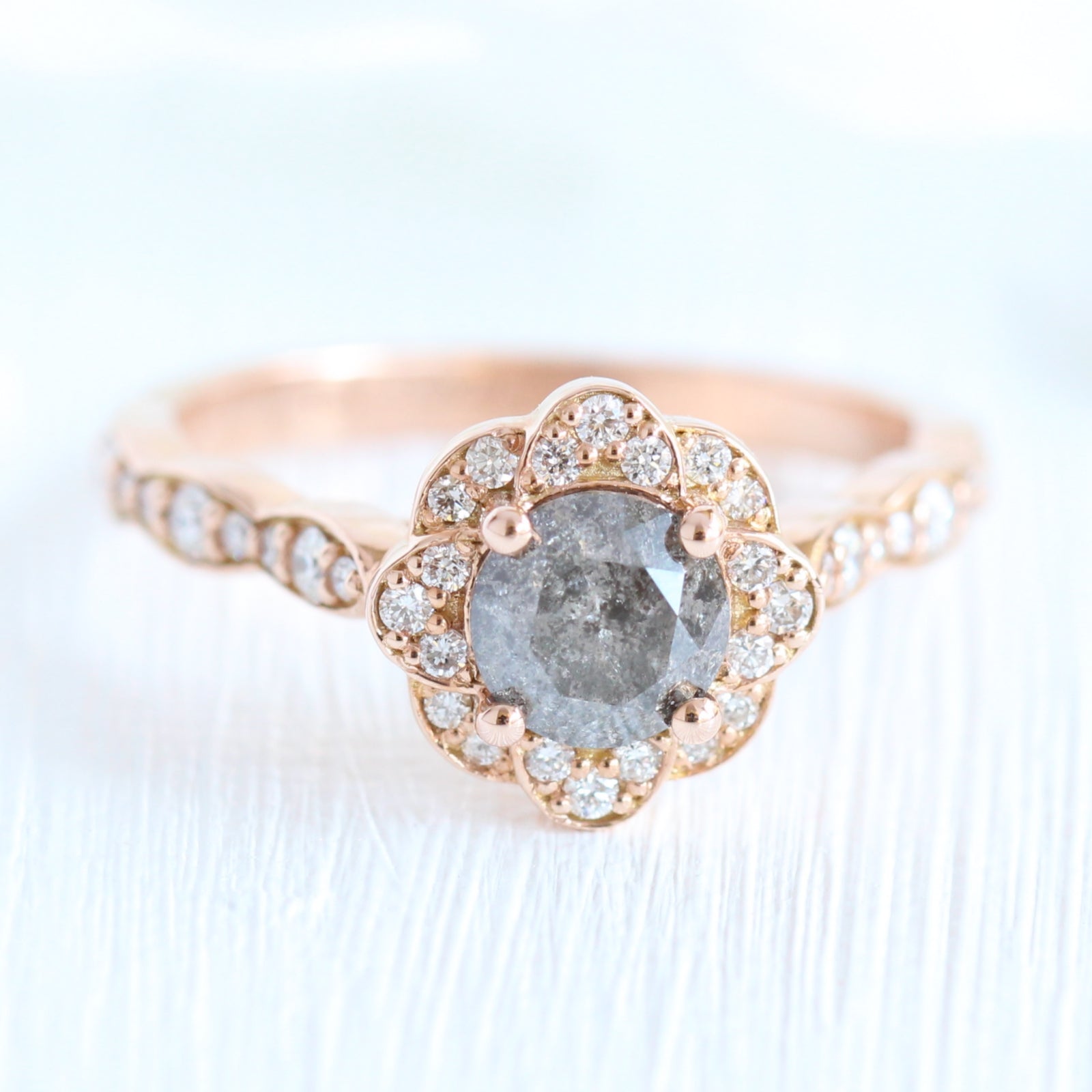 Grey diamond rose gold engagement ring new arrivals