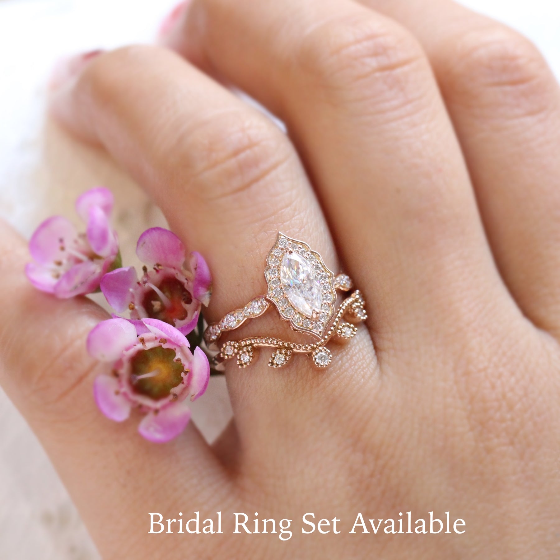 Rose gold deals floral ring
