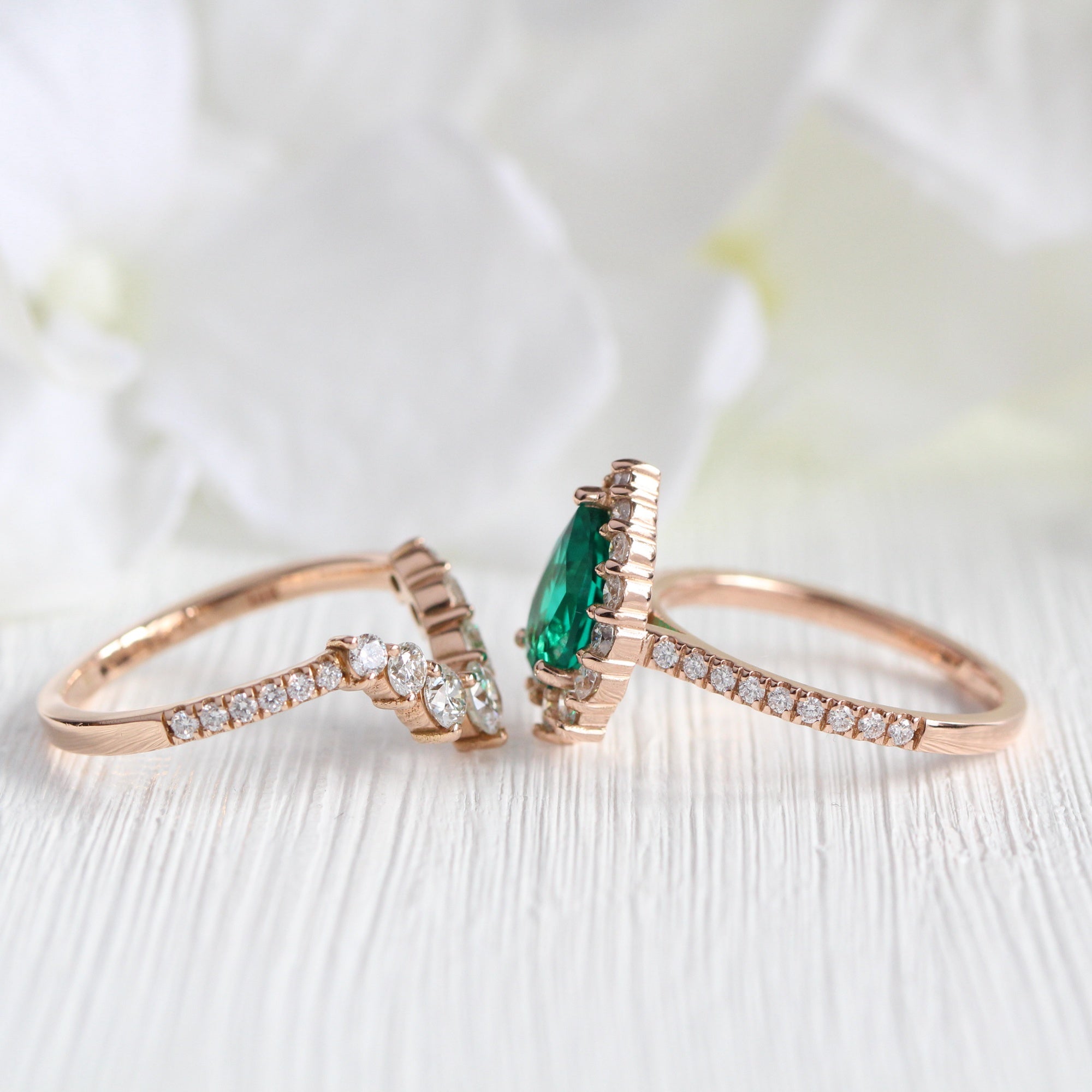 Emerald 3-Stone Engagement Ring