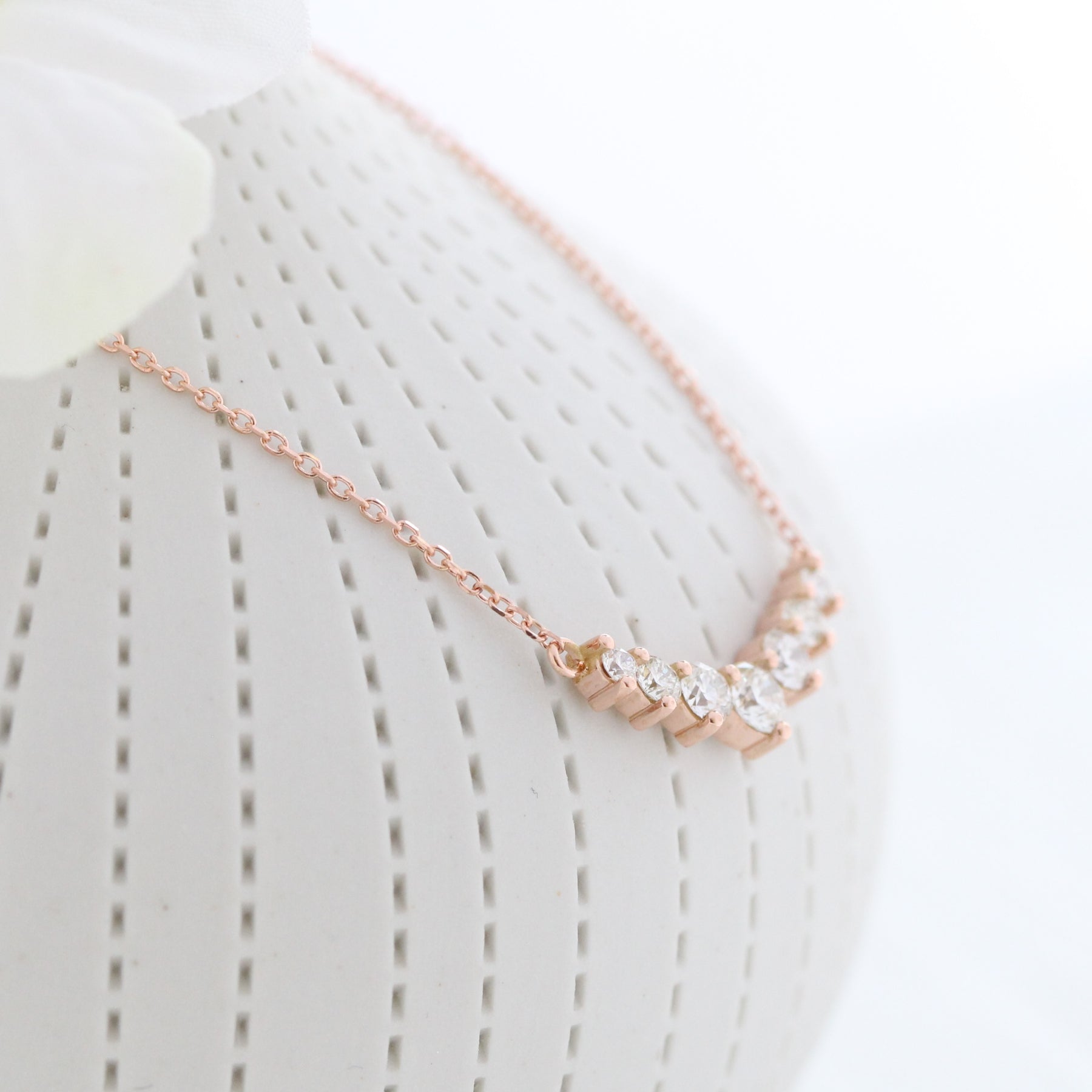 Large 7 diamond necklace rose gold drop pendant la more design jewelry