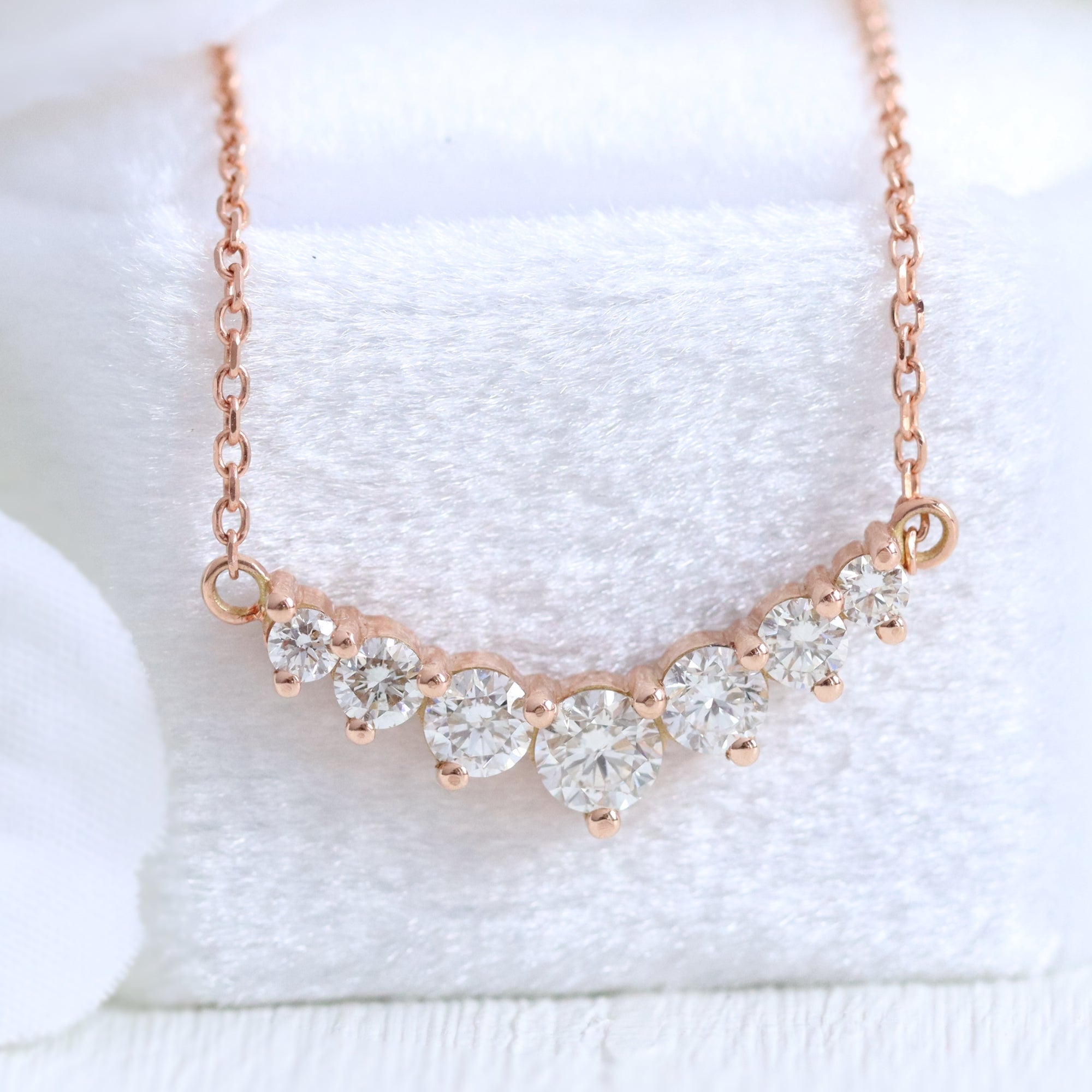 Diamond Pendant Rose Gold Layering Curved Diamond Cluster