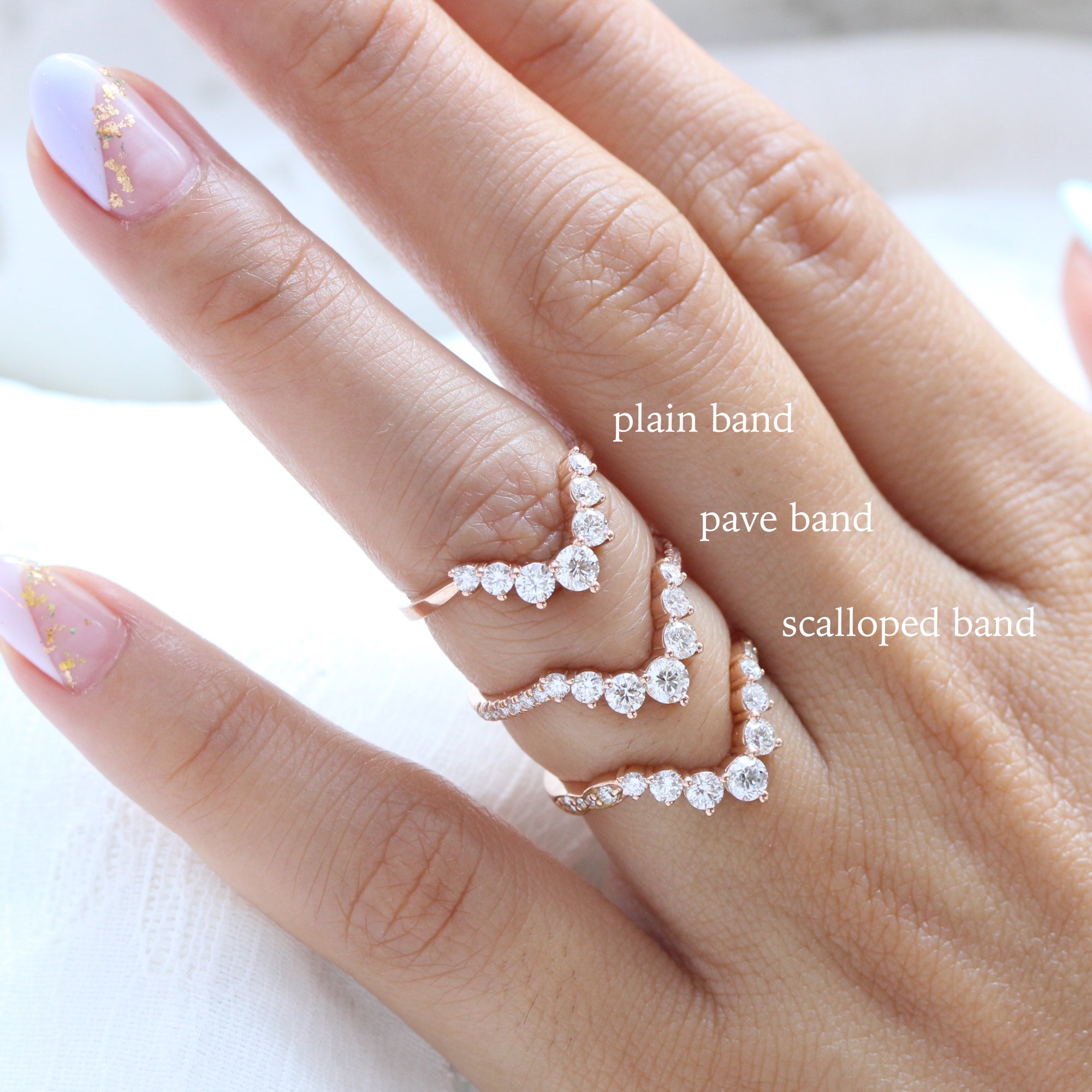 Large 7 diamond wedding band rose gold pave diamond ring la more design jewelry