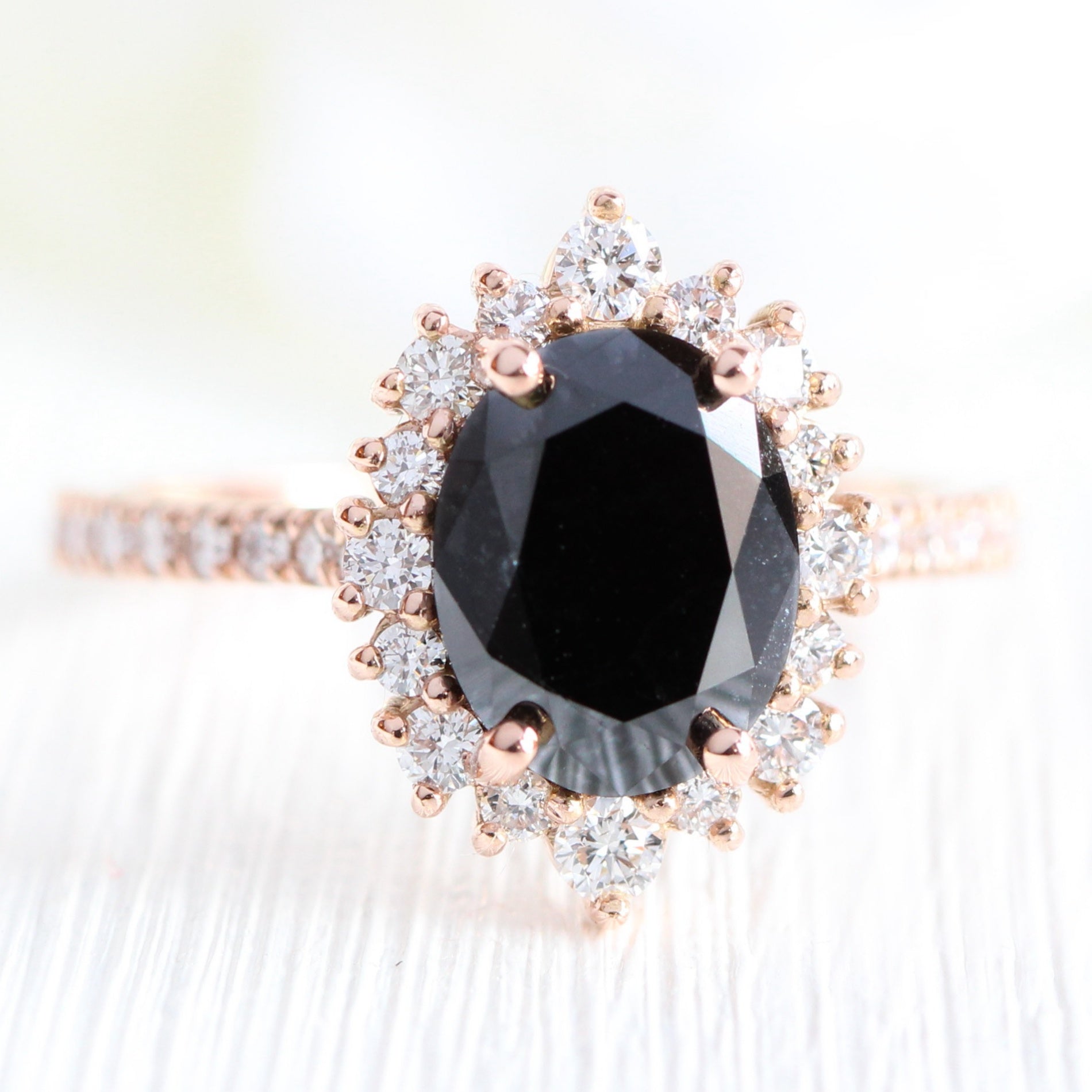 4.35ct Black Princess Cut Diamond Engagement Ring Wedding Band Set 18k Black  Gold / Front Jewelers