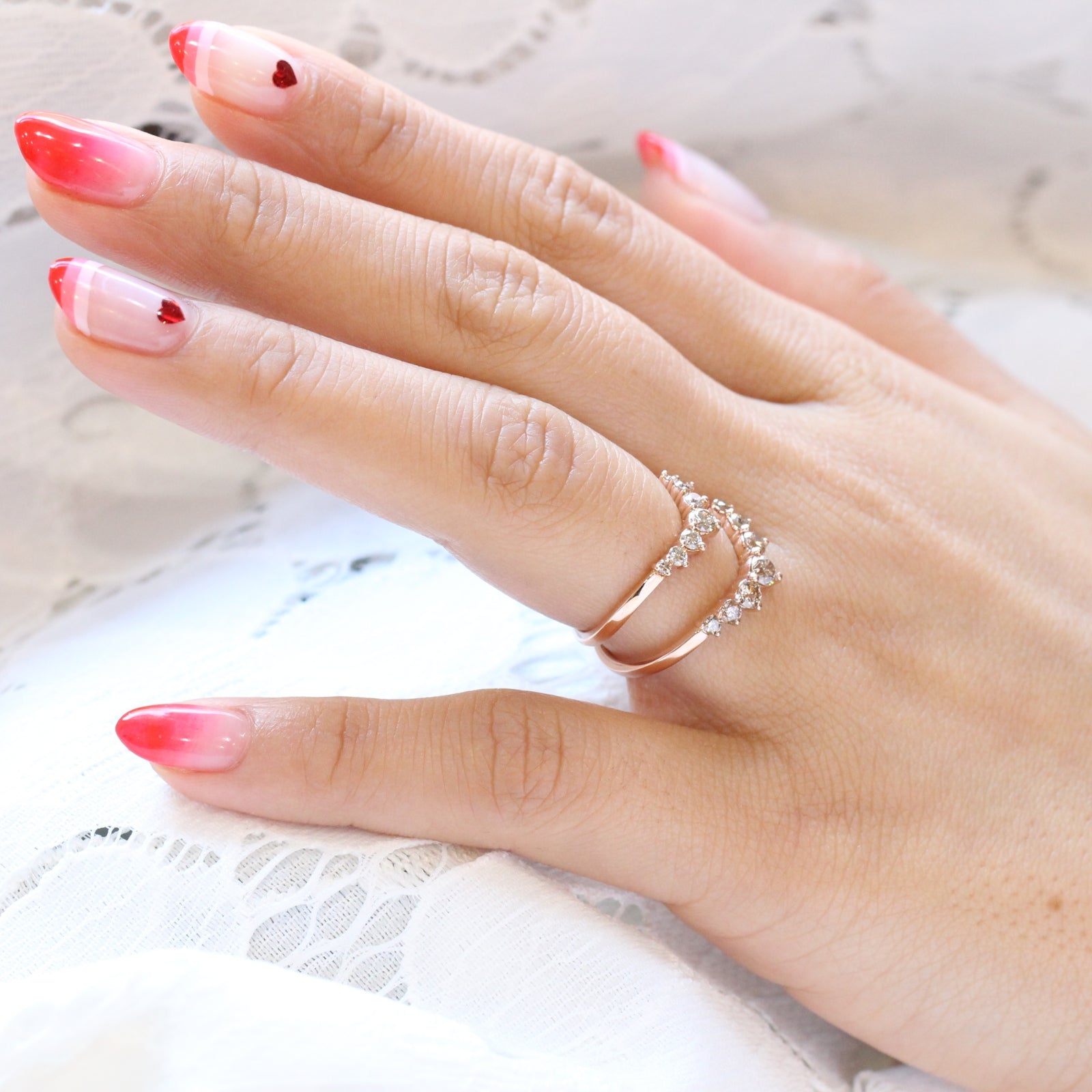 Large champagne diamond wedding band rose gold vs mini champagne diamond wedding ring by la more design jewelry
