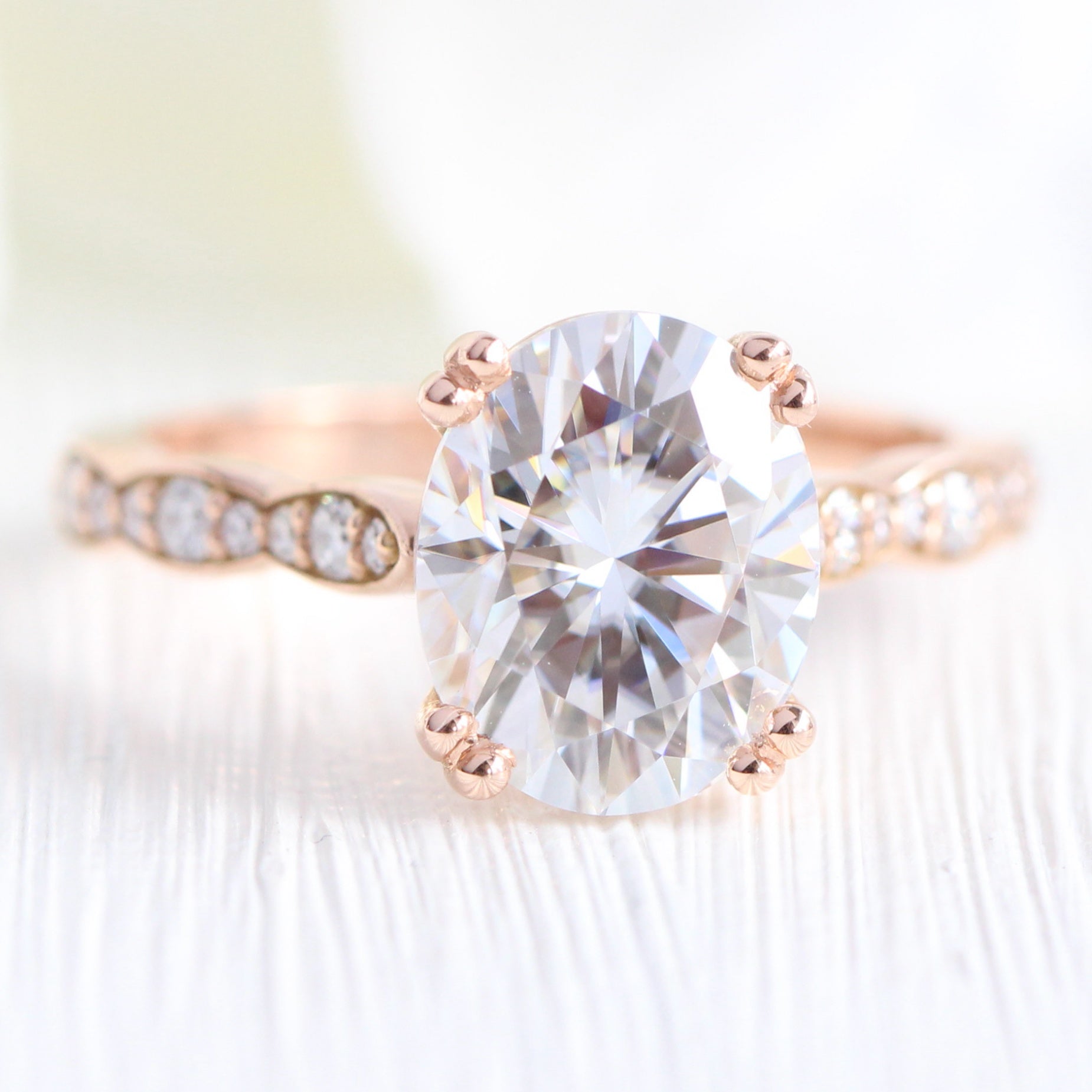 Large oval moissanite diamond ring rose gold solitaire engagement ring la more design jewelry