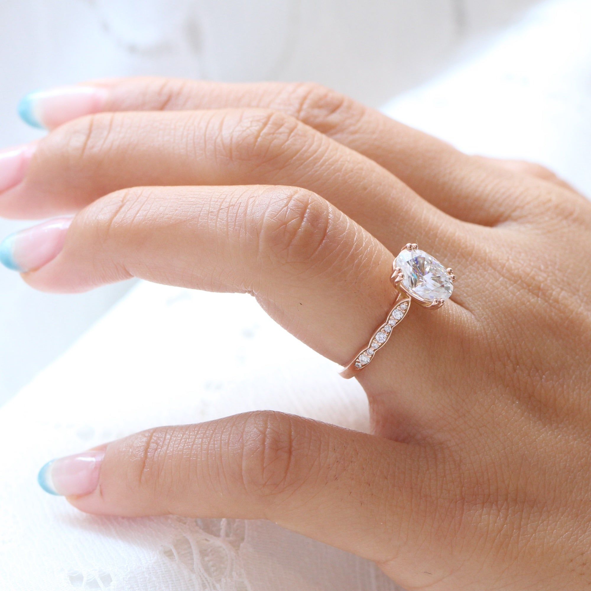 Large oval moissanite diamond ring rose gold solitaire engagement ring la more design jewelry