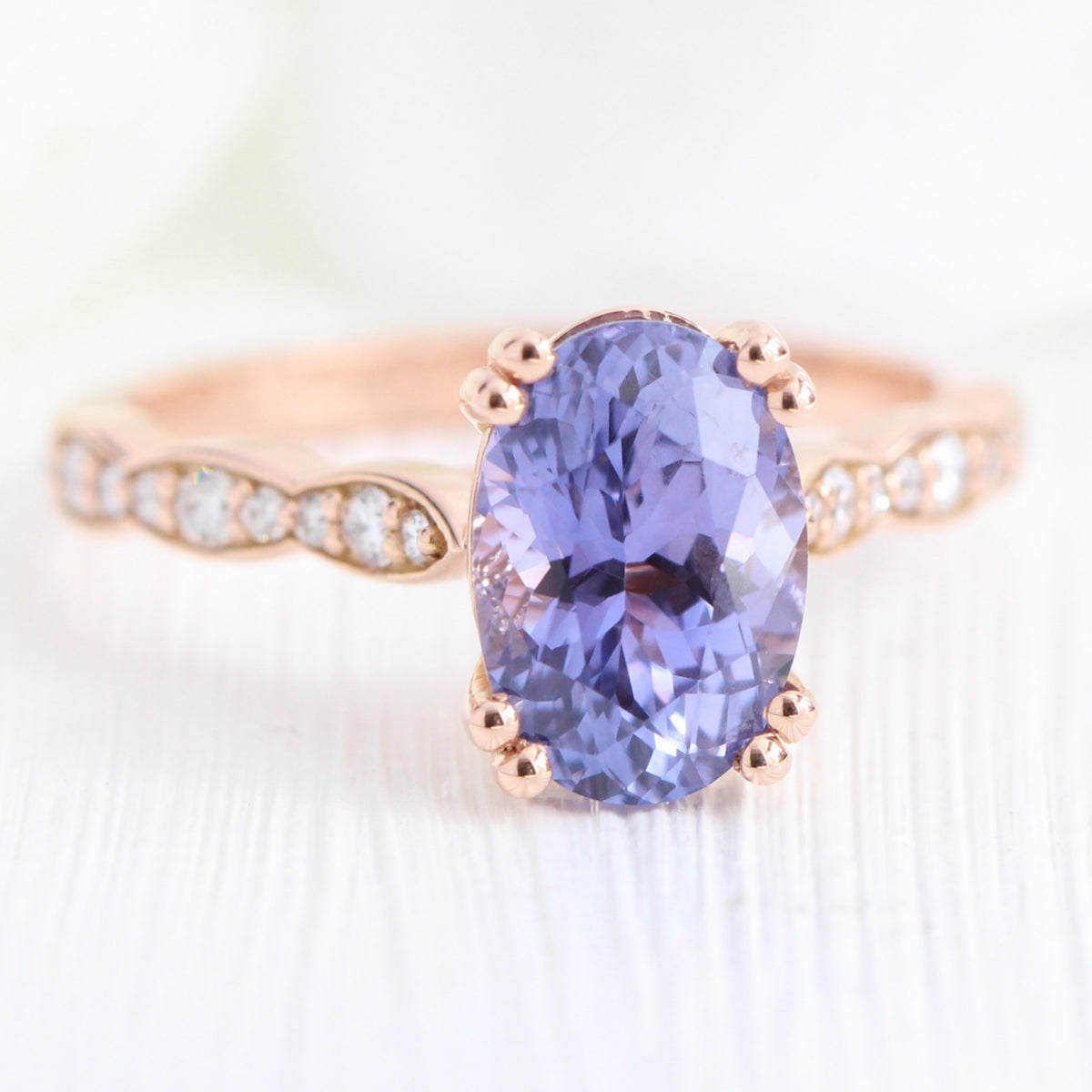 Large oval purple sapphire ring rose gold solitaire engagement ring la more design jewelry