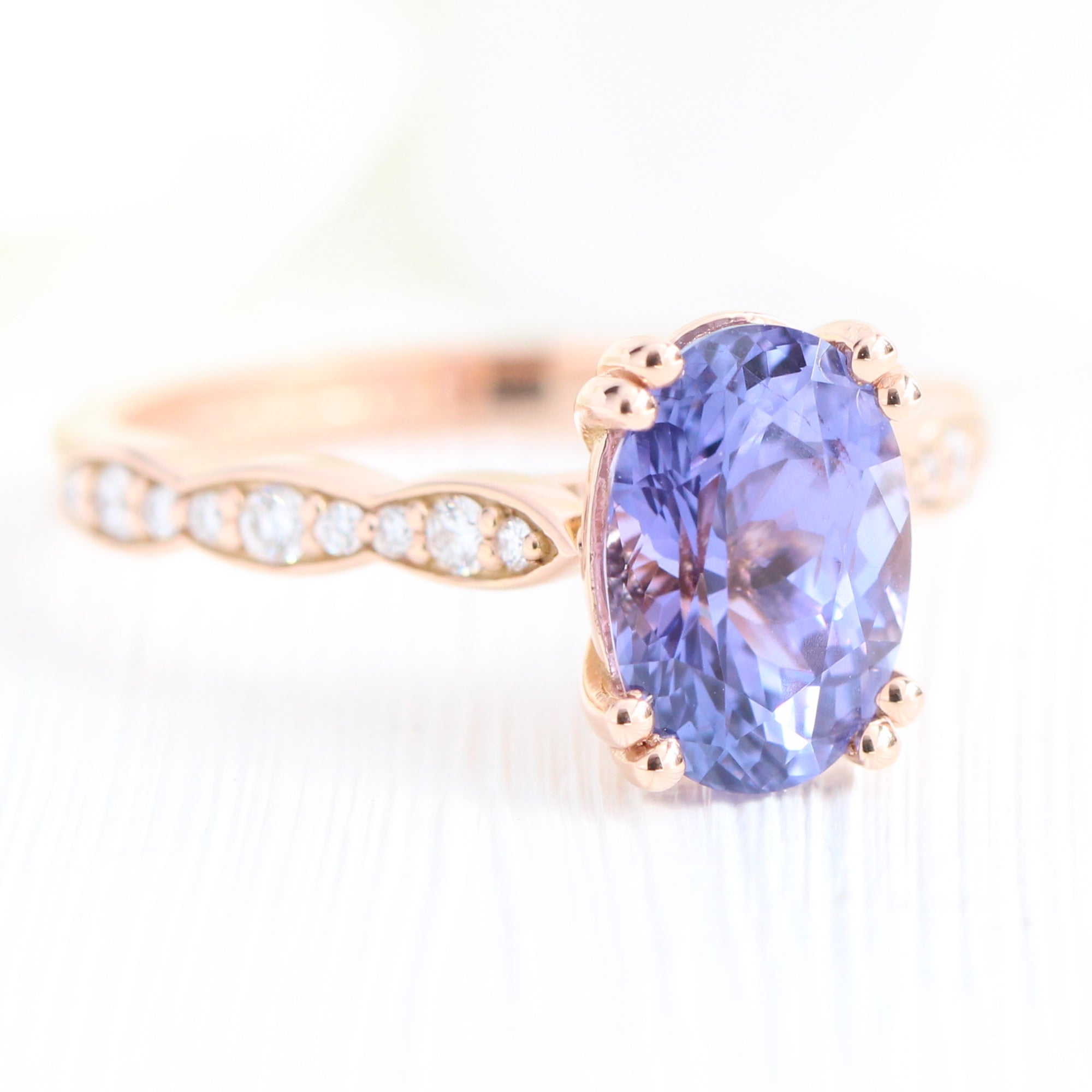 Large oval purple sapphire ring rose gold solitaire engagement ring la more design jewelry