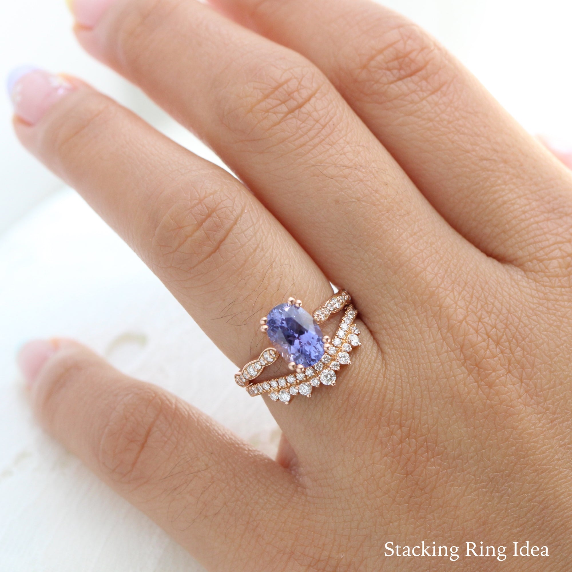 Large oval purple sapphire ring rose gold solitaire engagement ring la more design jewelry